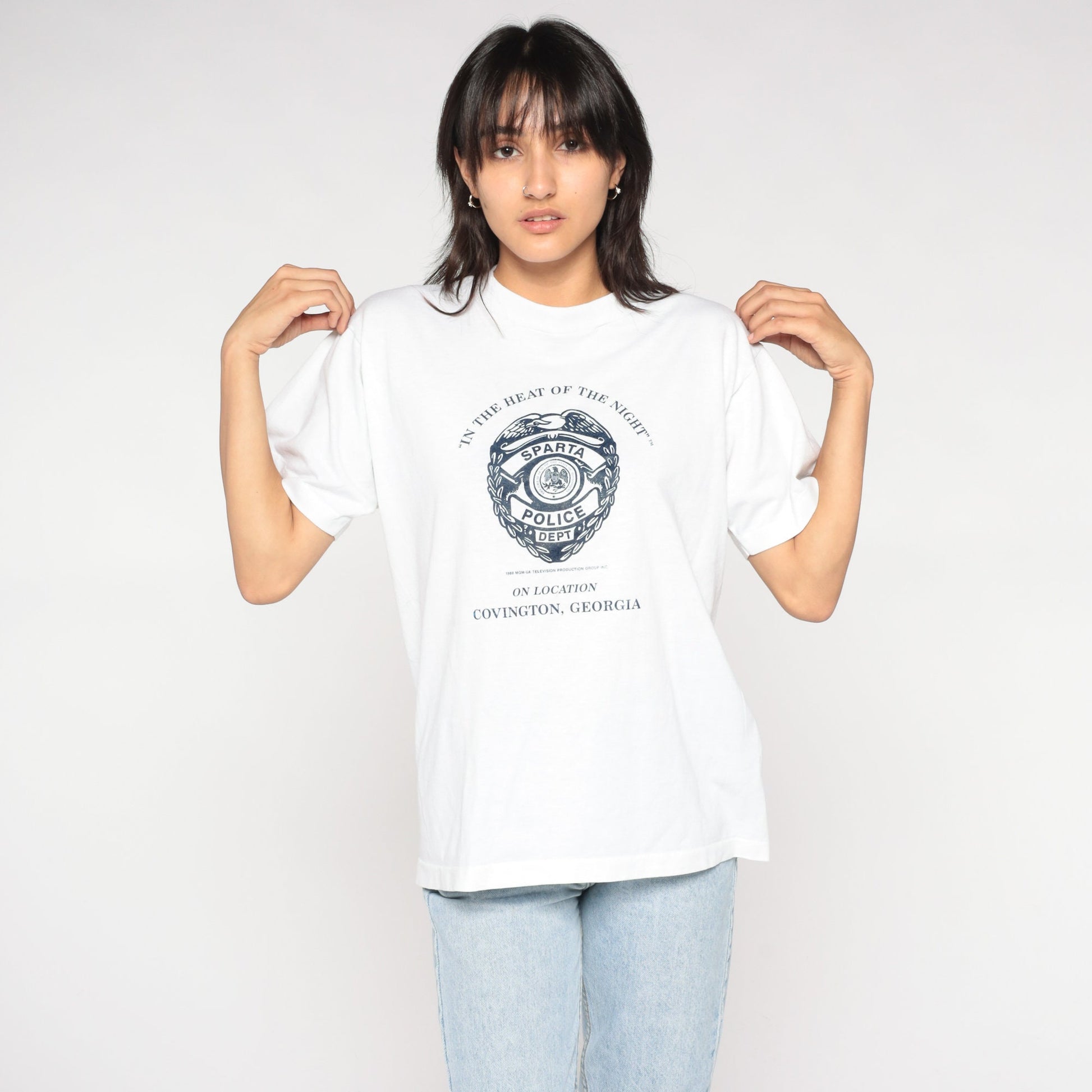 90s Sparta Police Department Covington Georgia Graphic Tee White Medium