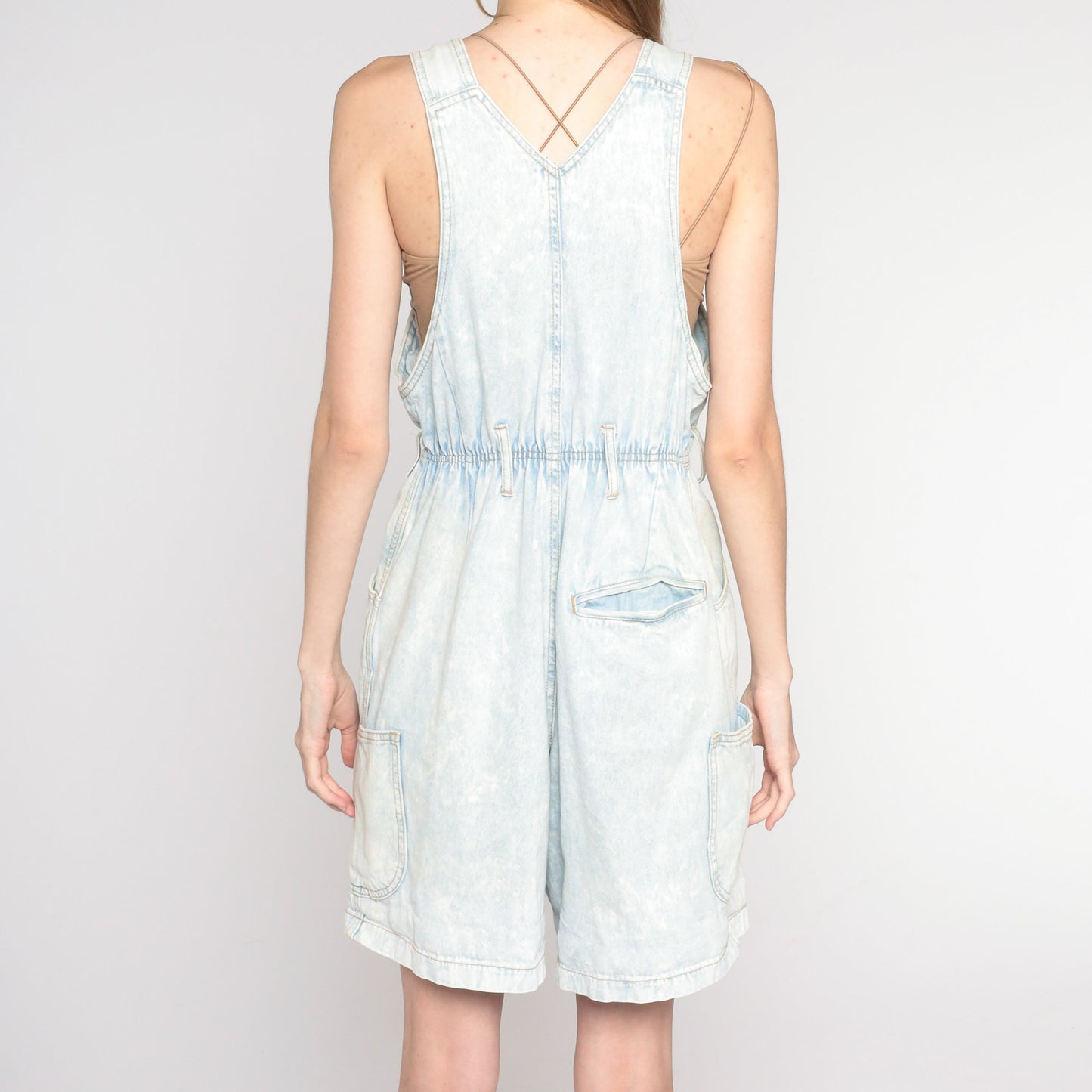 90s London London Acid Wash Denim Shortalls Light Blue Medium M