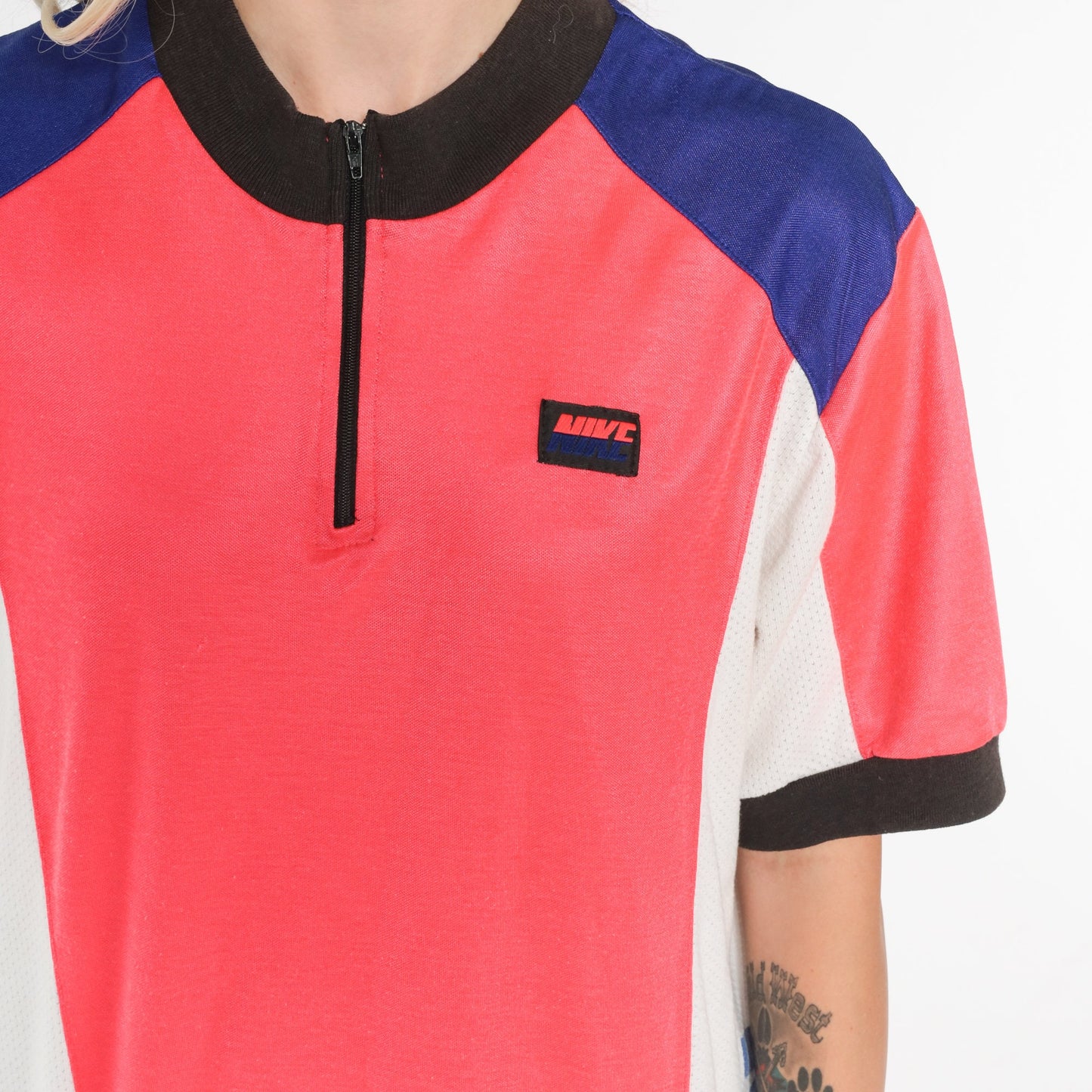 Nike 90s Cycling Jersey Graphic Tee Pink Blue White Extra Large XL