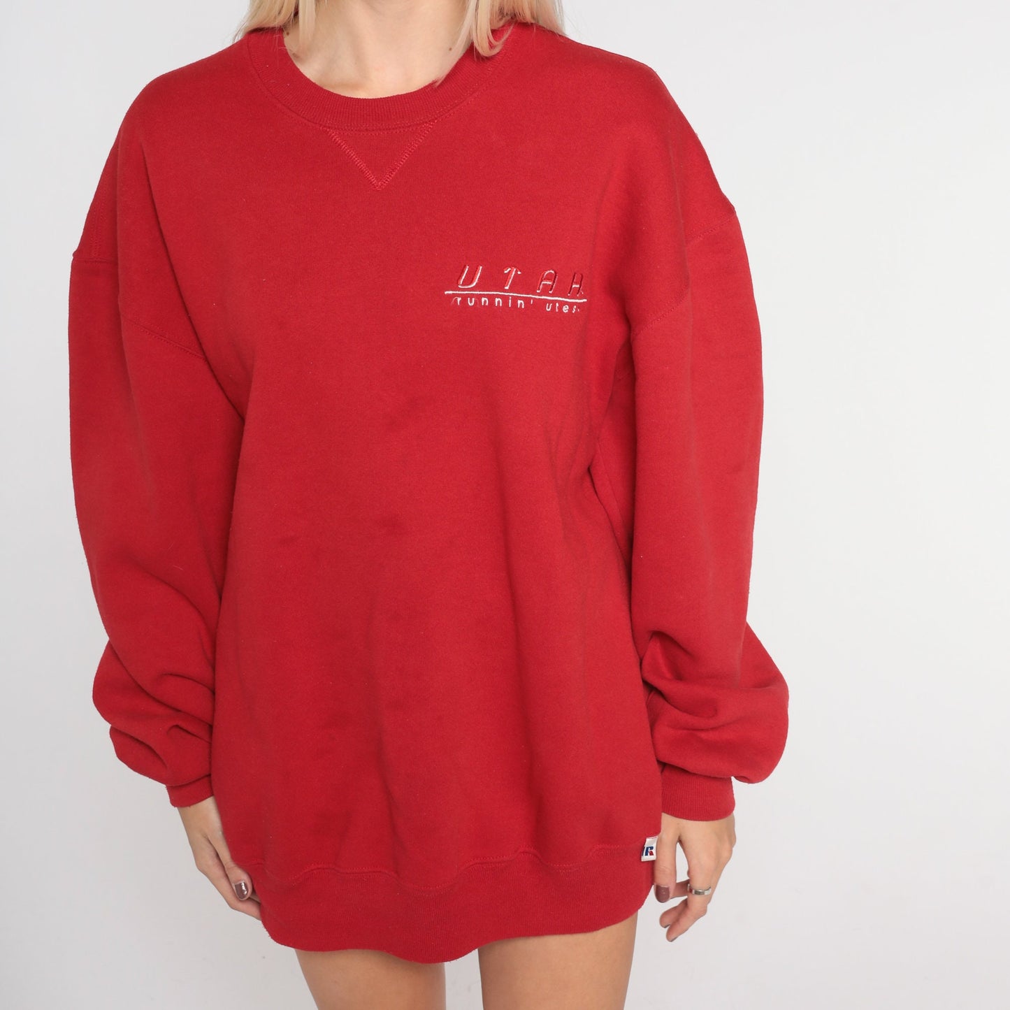 90s University of Utah Runnin Utes Sweatshirt Red Graphic Crewneck Extra Large XL