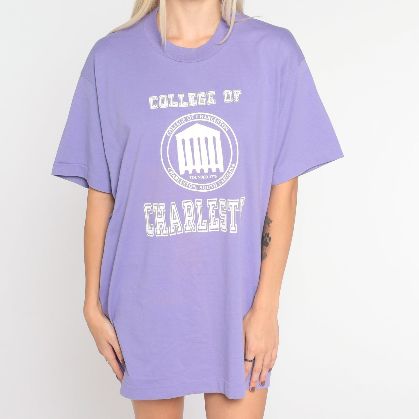 90s College of Charleston Graphic T-Shirt Lavender Screen Stars Large