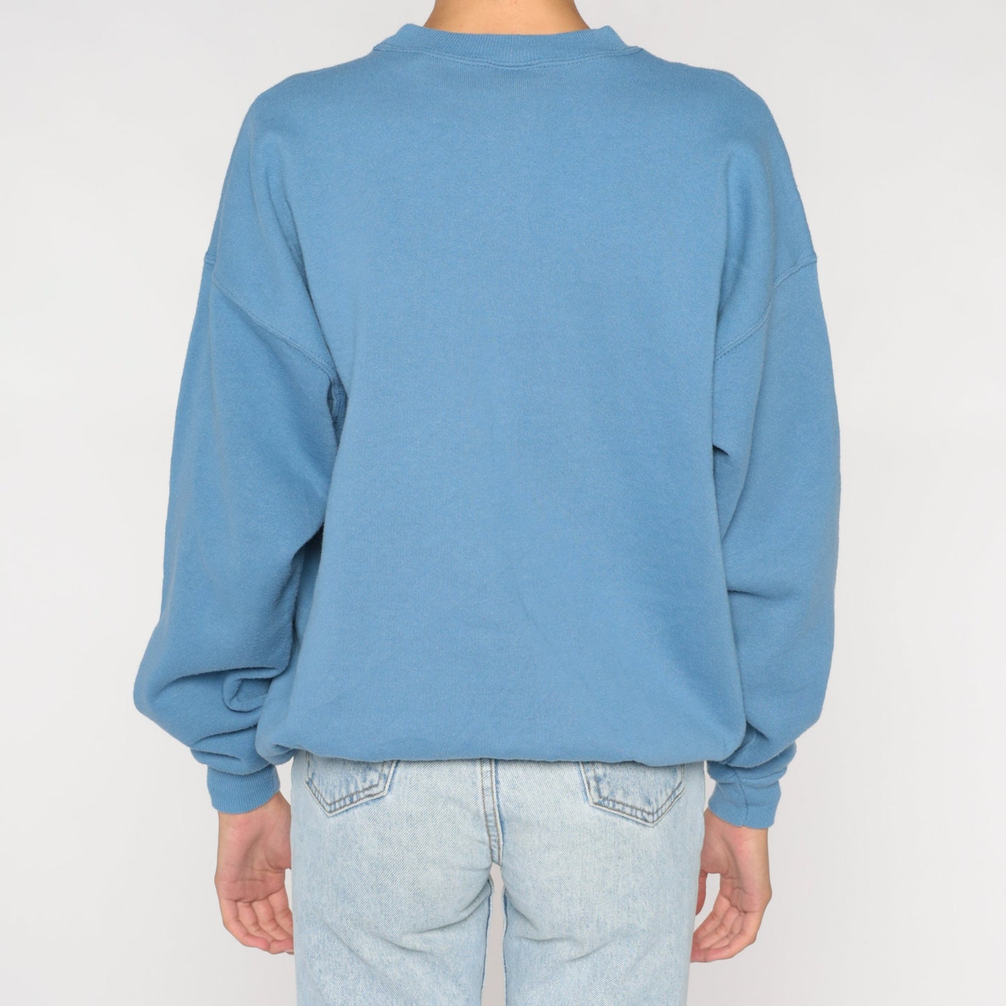90s Bird Graphic Sweatshirt Blue Embroidered Crewneck Large