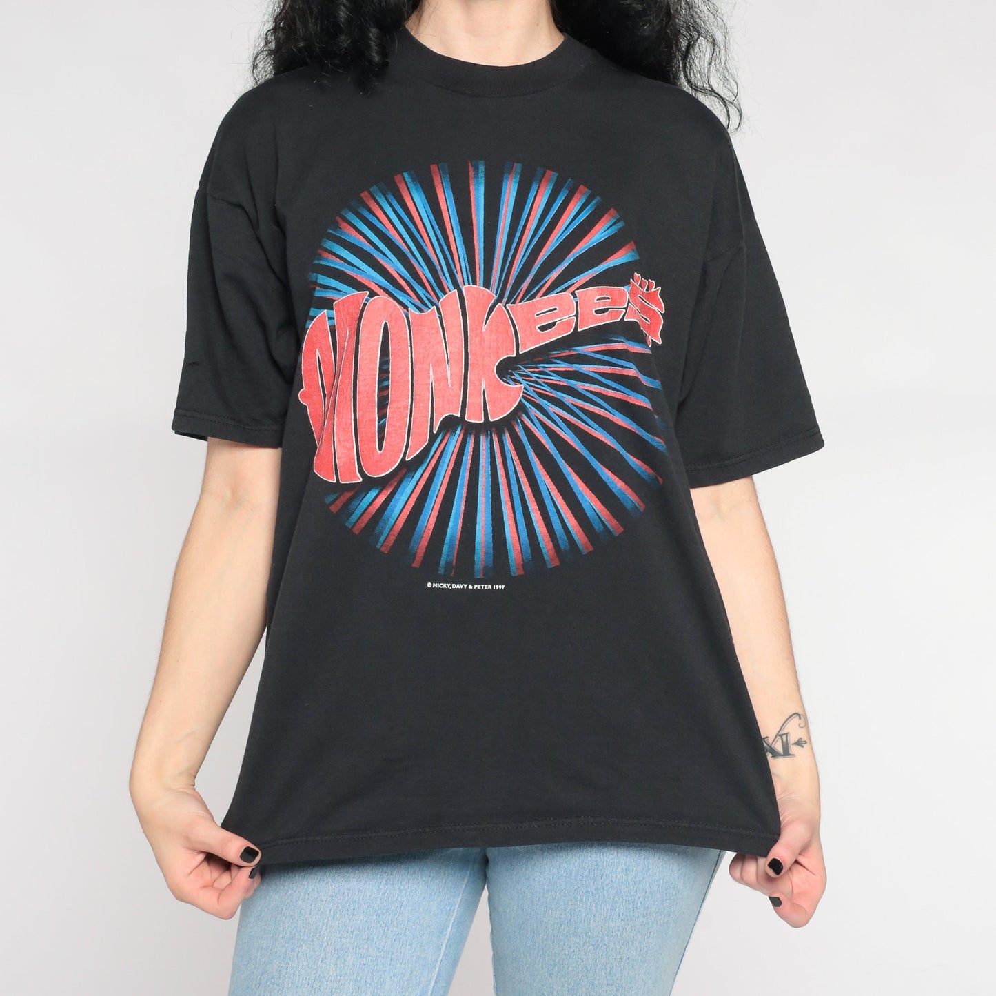1997 The Monkees Tour Band T-Shirt Black Cotton Extra Large XL