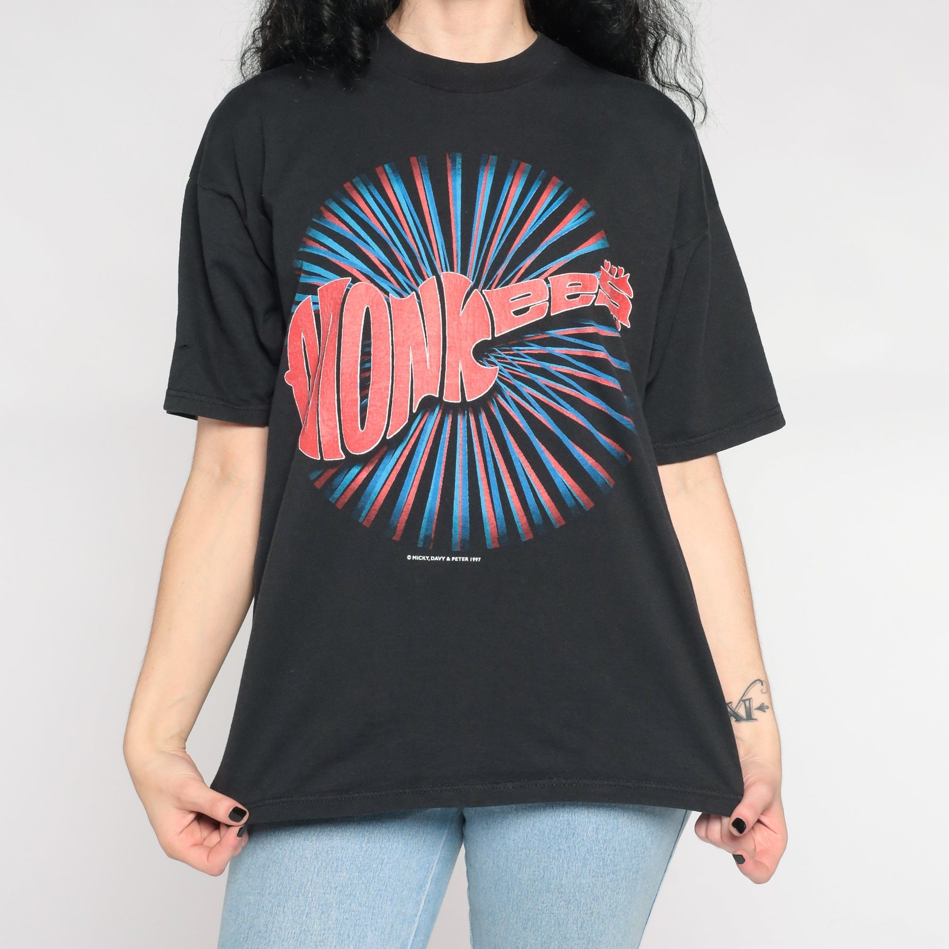1997 The Monkees Tour Band T-Shirt Black Cotton Extra Large XL