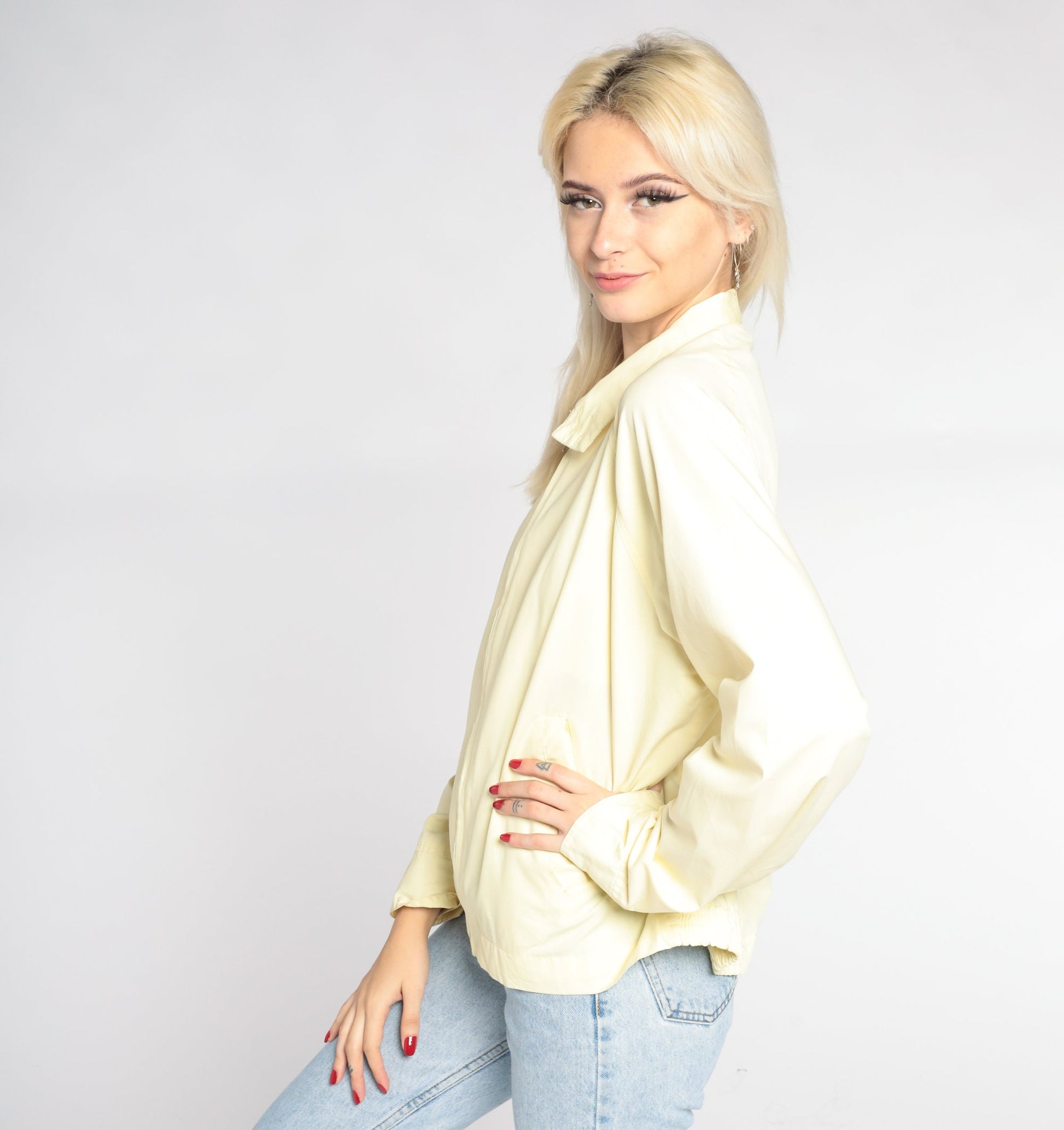 80s Sears Yellow Windbreaker Zip-Up Jacket Medium Large
