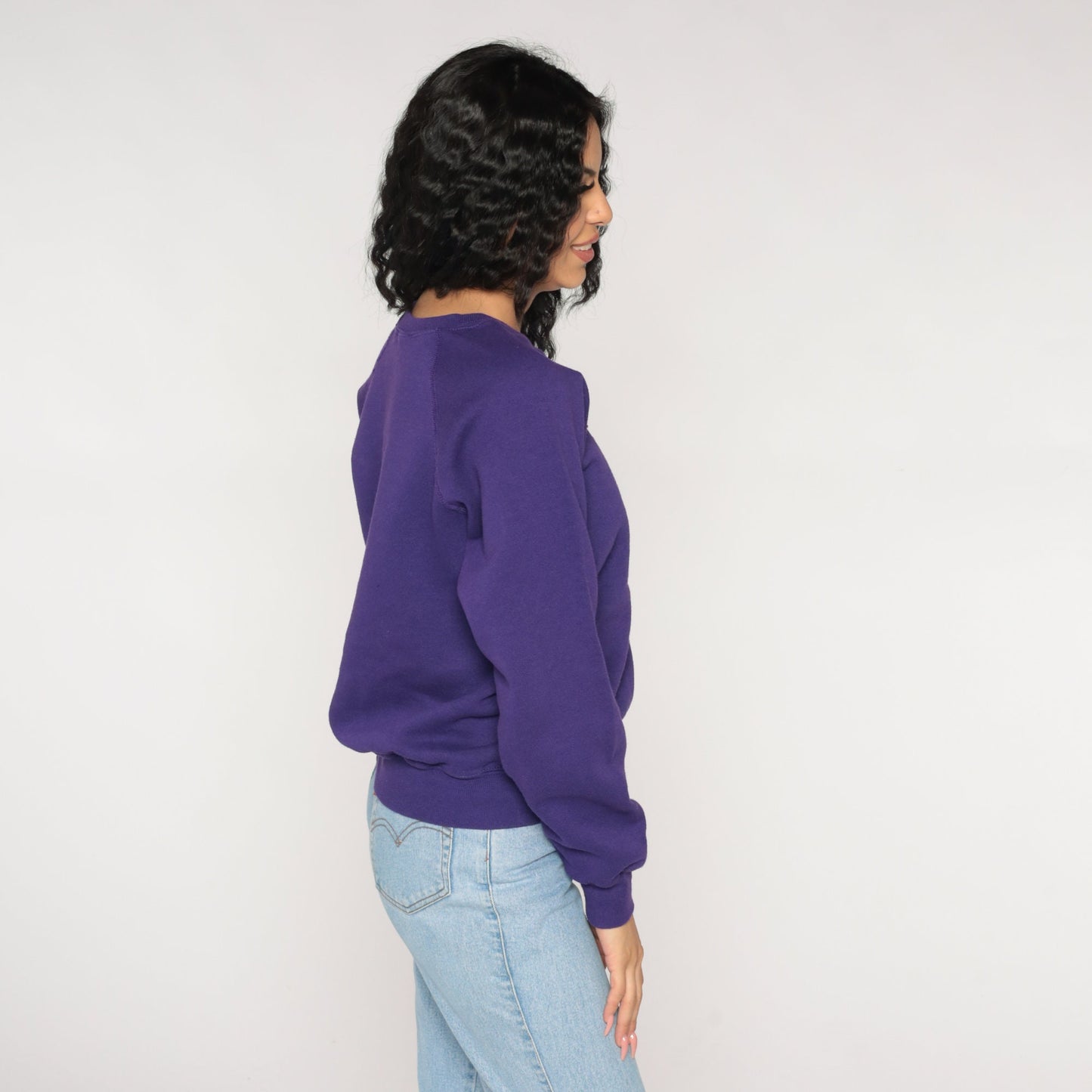 90s Purple Raglan Sweatshirt Crewneck Pullover Small S