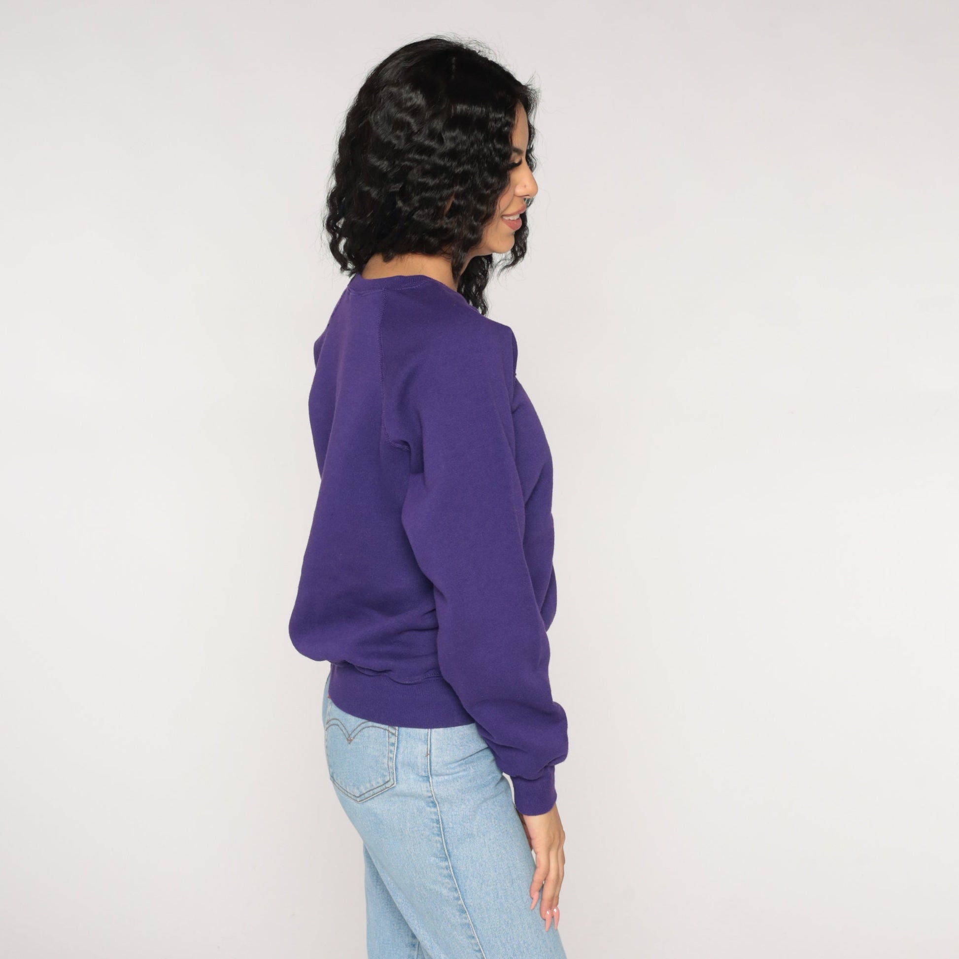 90s Purple Raglan Sweatshirt Crewneck Pullover Small S