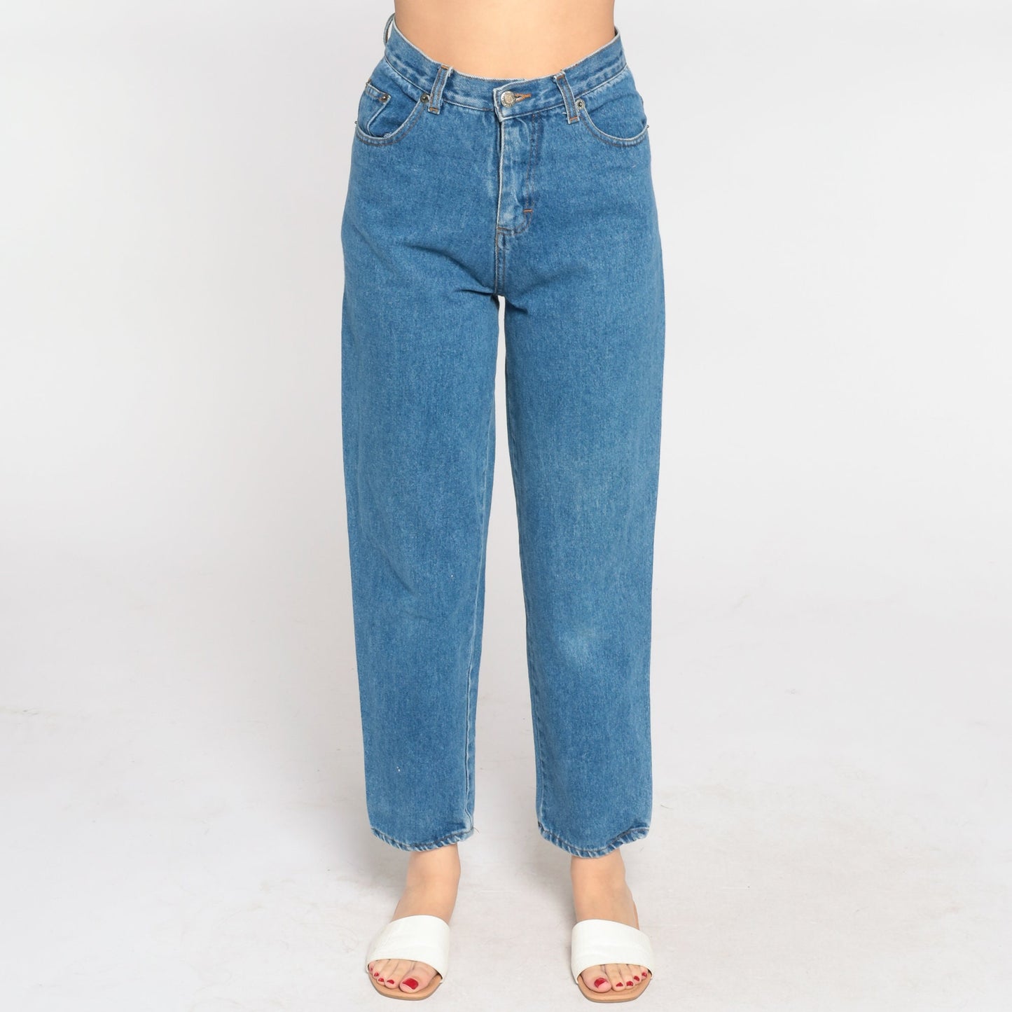 90s High Waist Straight Leg Jeans Blue Denim Small S