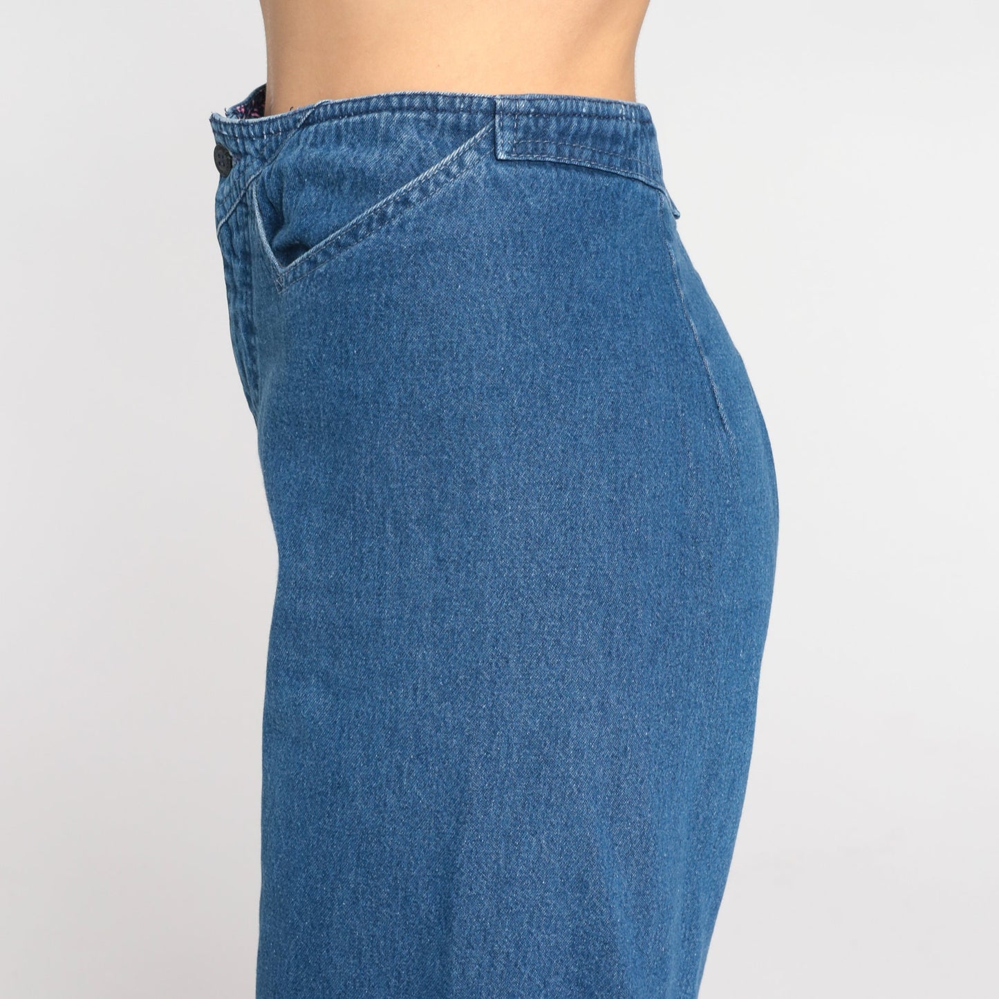 90s High Waisted Straight Leg Jeans Blue Denim Stitchwork Small S