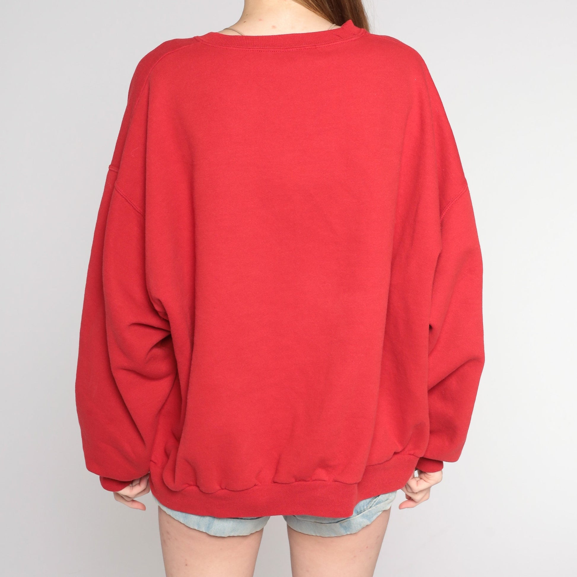 90s Black Cat Rhinestone Red Sweatshirt Plus Size XXL Beaded Paw Print
