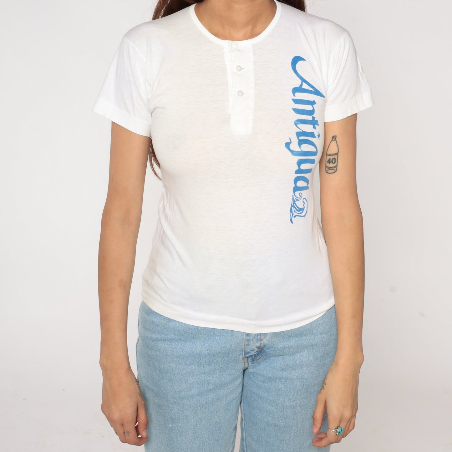 80s Antigua Wave Graphic T-Shirt White Single Stitch Extra Small