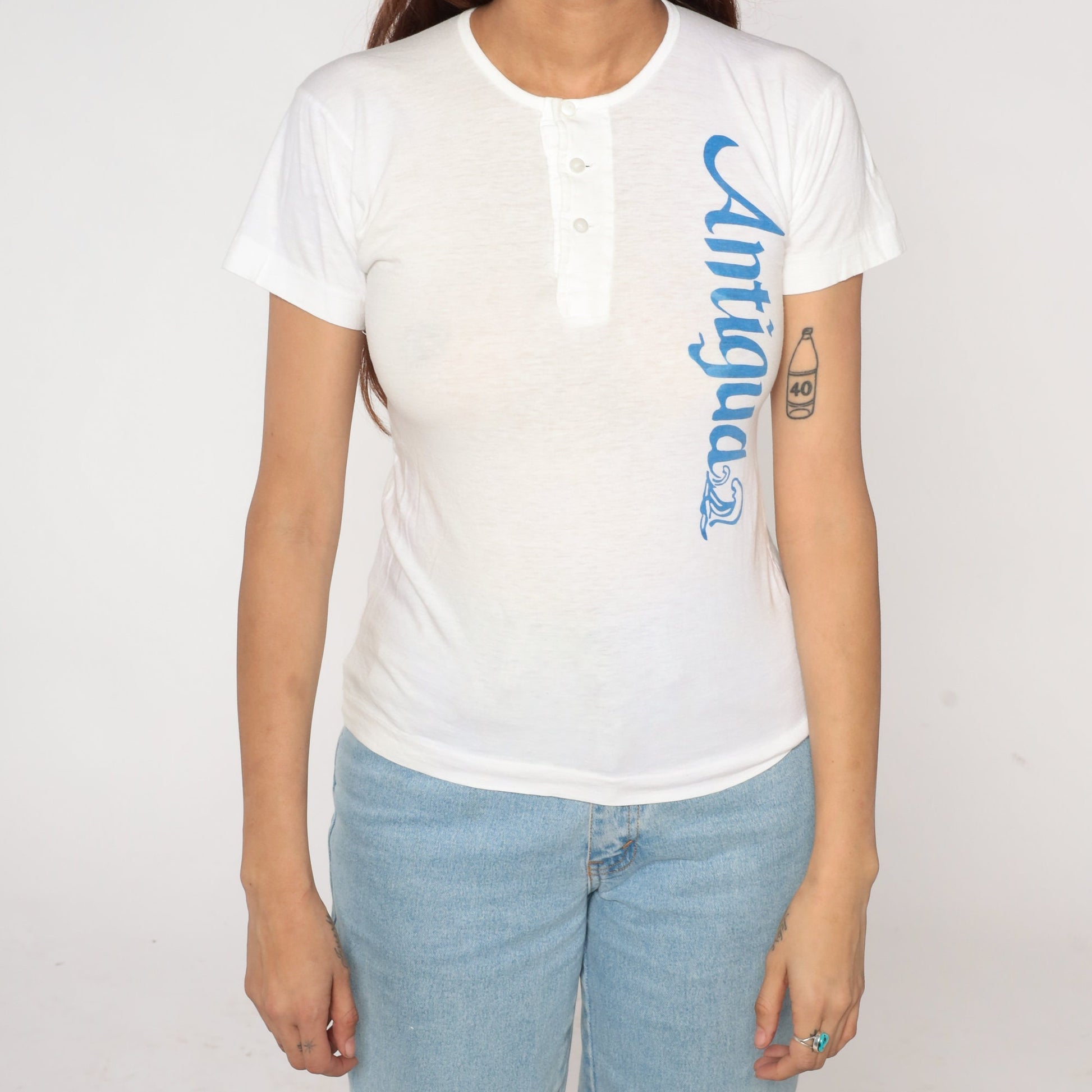 80s Antigua Wave Graphic T-Shirt White Single Stitch Extra Small