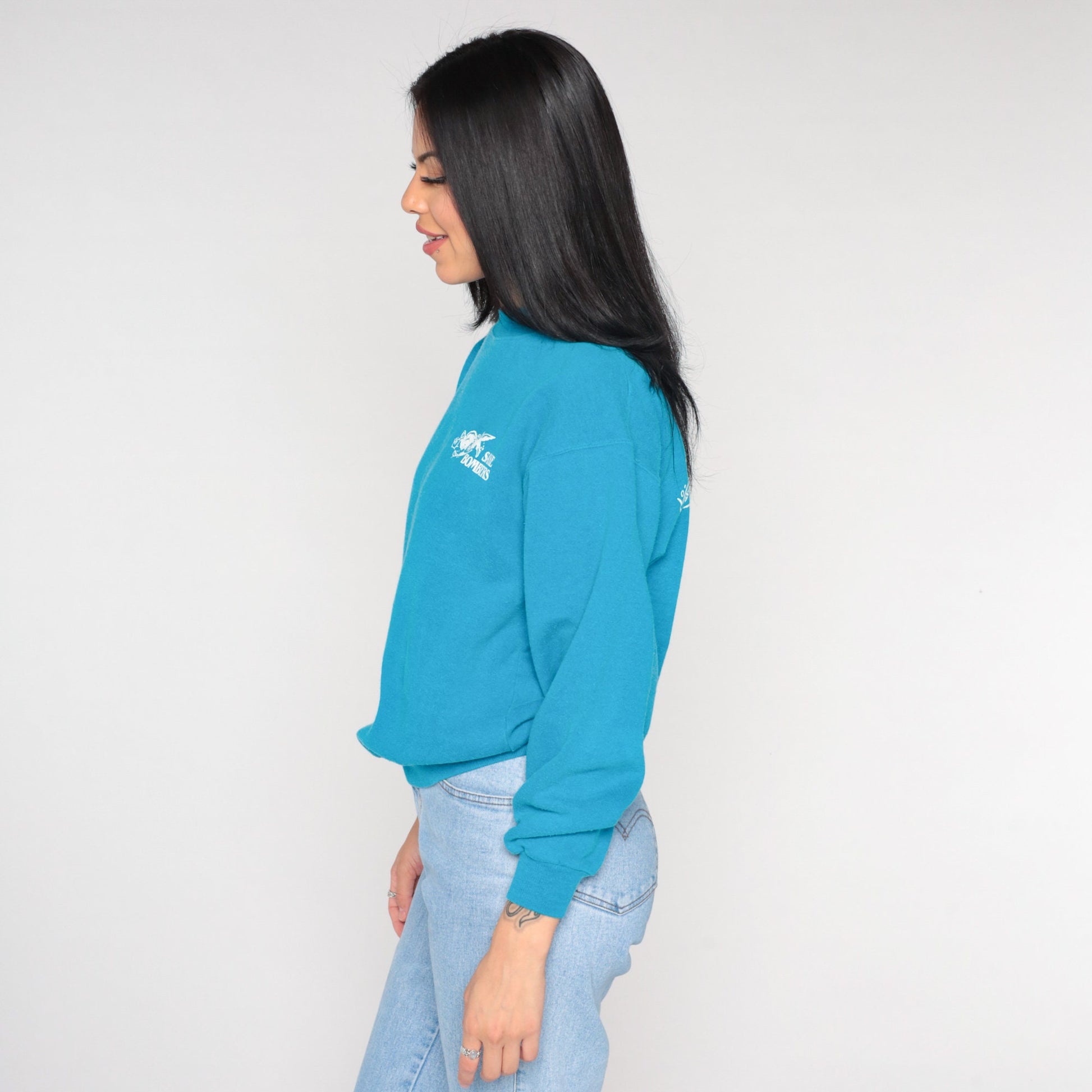90s Sake Bombers Graphic Sweatshirt Blue Crewneck Medium