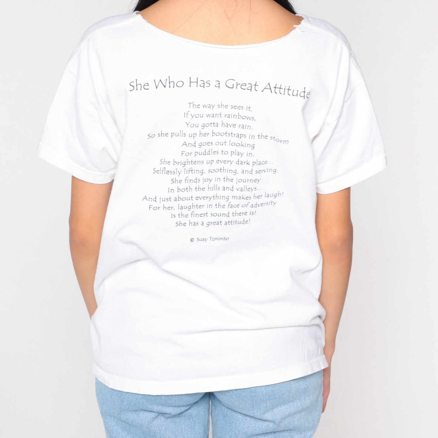 90s Suzy Toronto Graphic T-Shirt She Who Has Great Attitude Cotton Large L