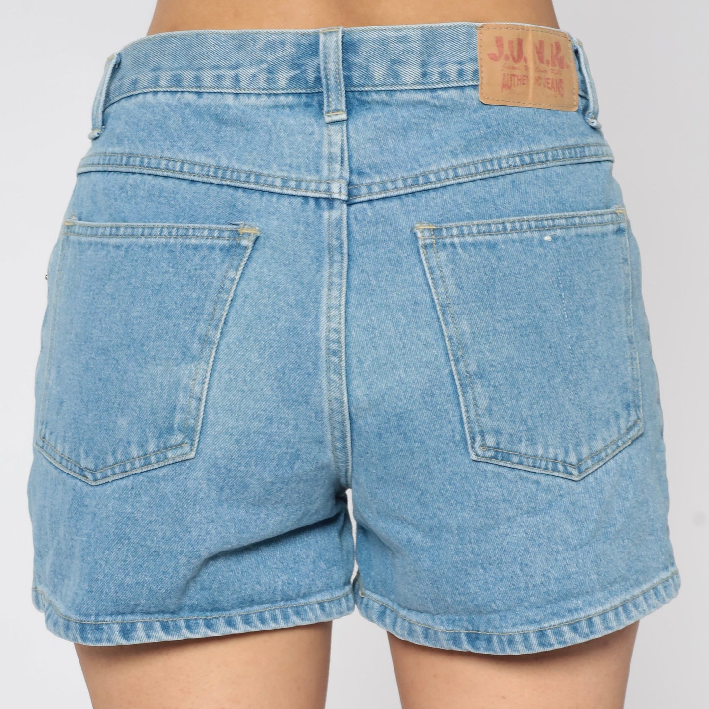 90s Junk Jeans Denim Shorts Painted Flower Heart Print Blue Medium