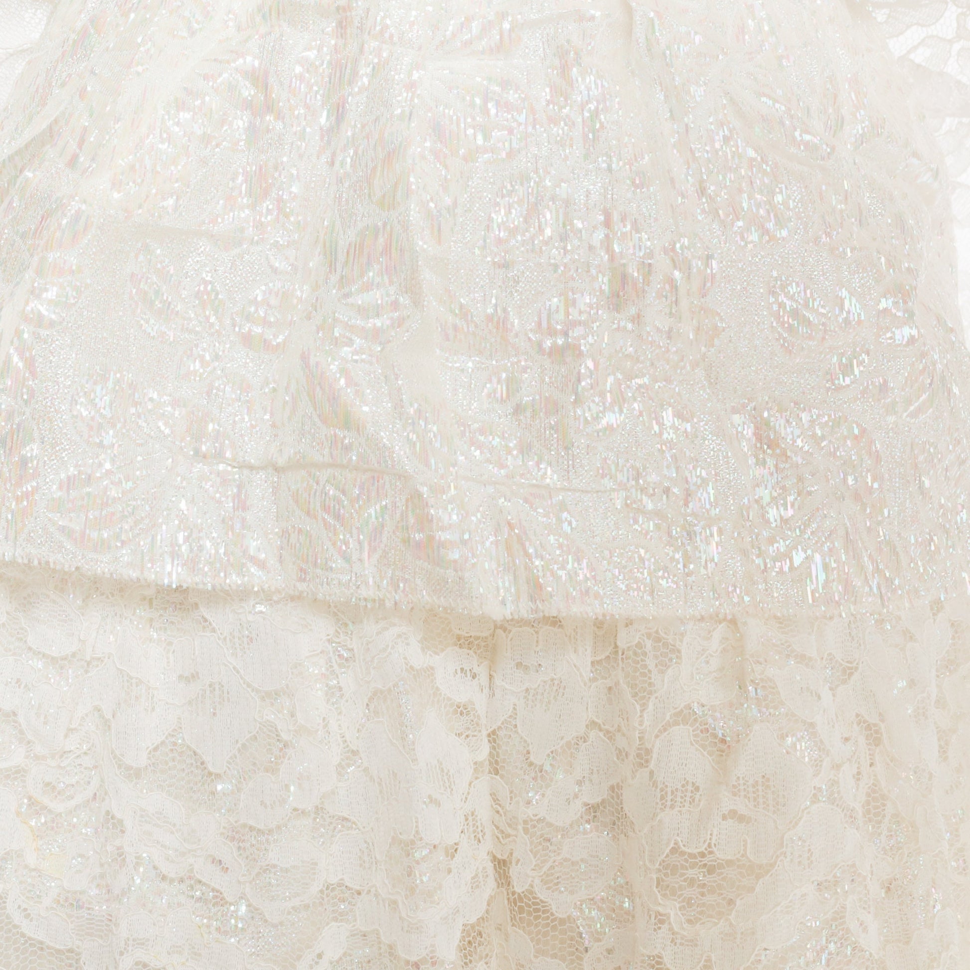 60s White Lace Wedding Dress Maxi Sweetheart Neckline Sequin Waist Extra Small