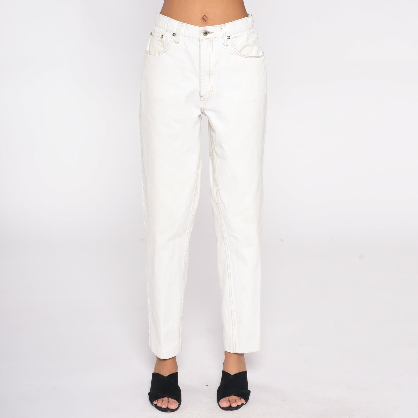 00s Anchor Blue White High Rise Straight Leg Jeans Cotton Denim Medium
