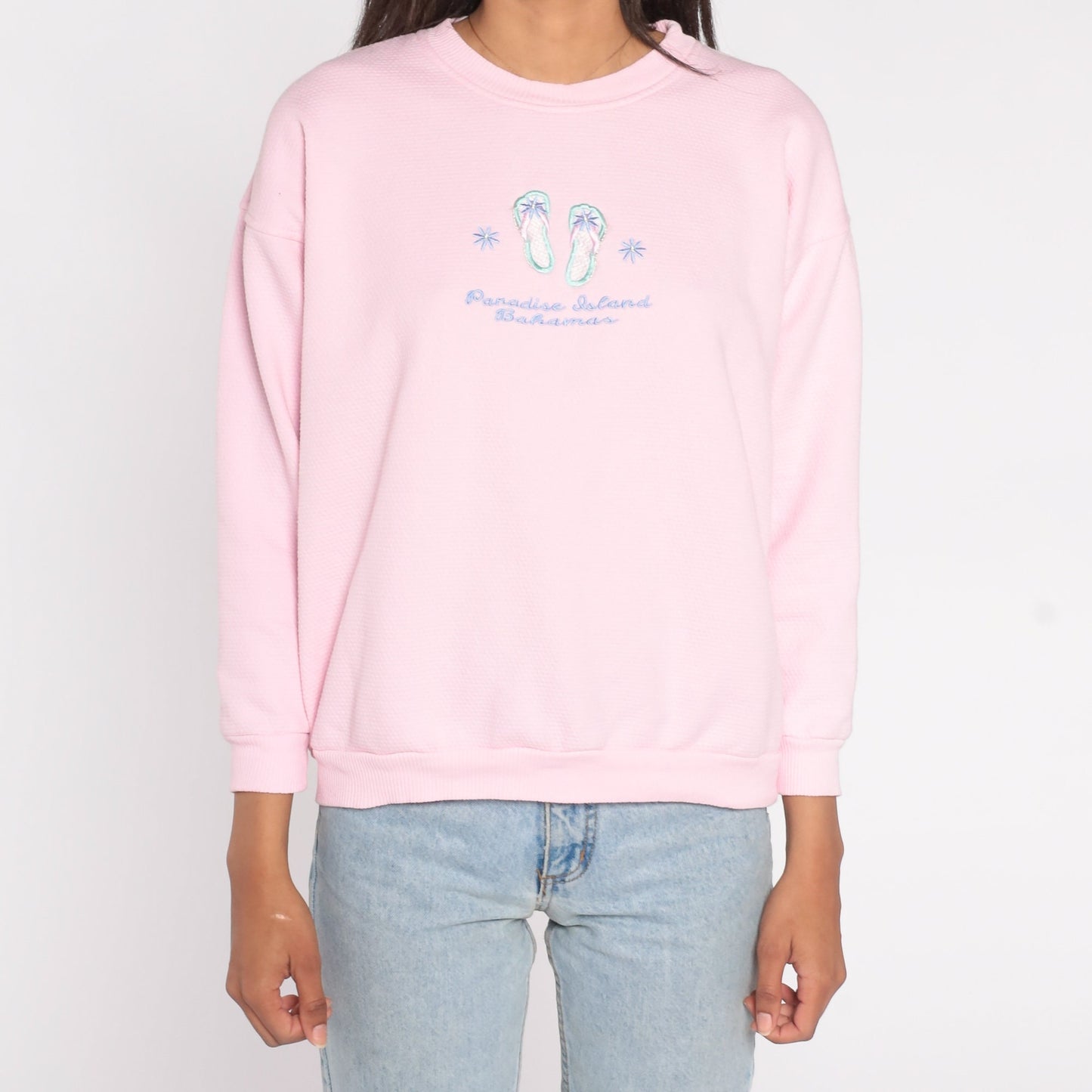 90s Paradise Island Bahamas Pink Graphic Sweatshirt Crewneck Medium