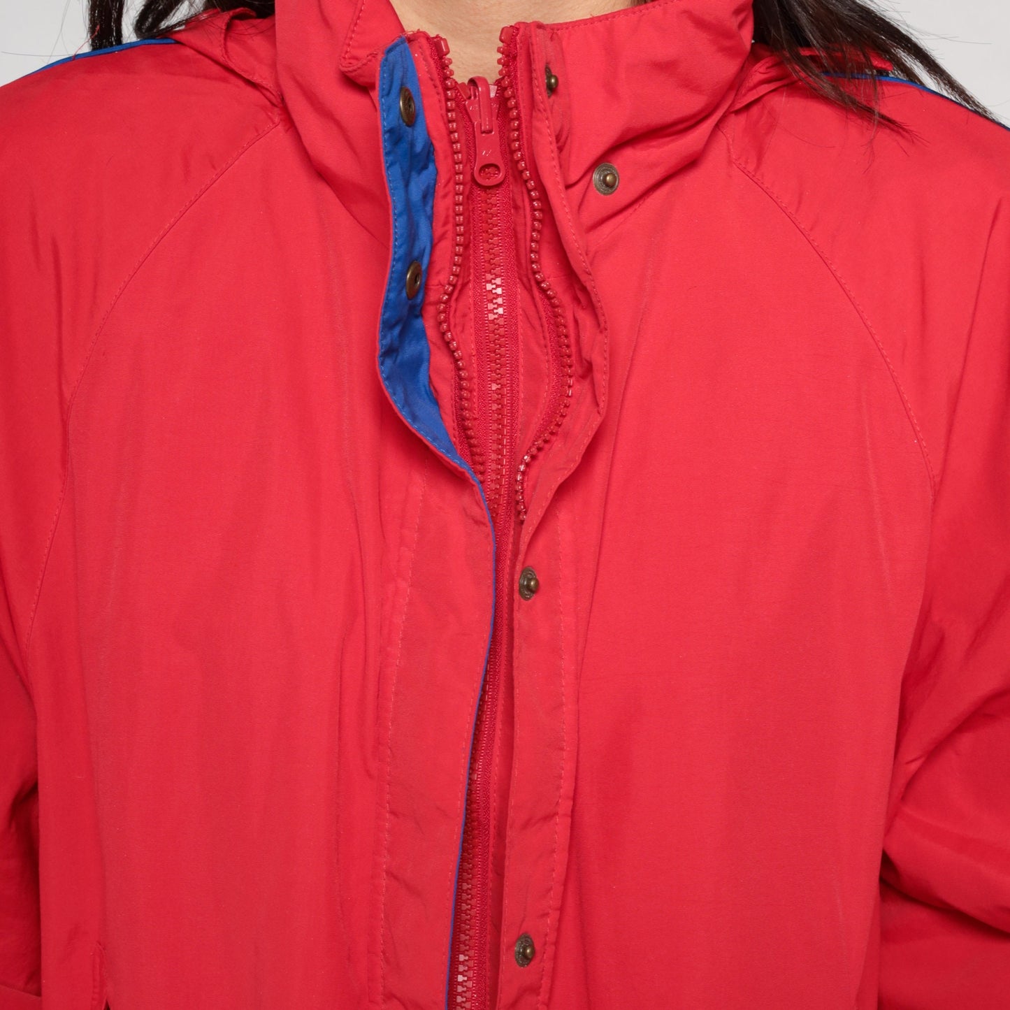 90s Eddie Bauer Red Hooded Windbreaker Jacket Nylon Large L
