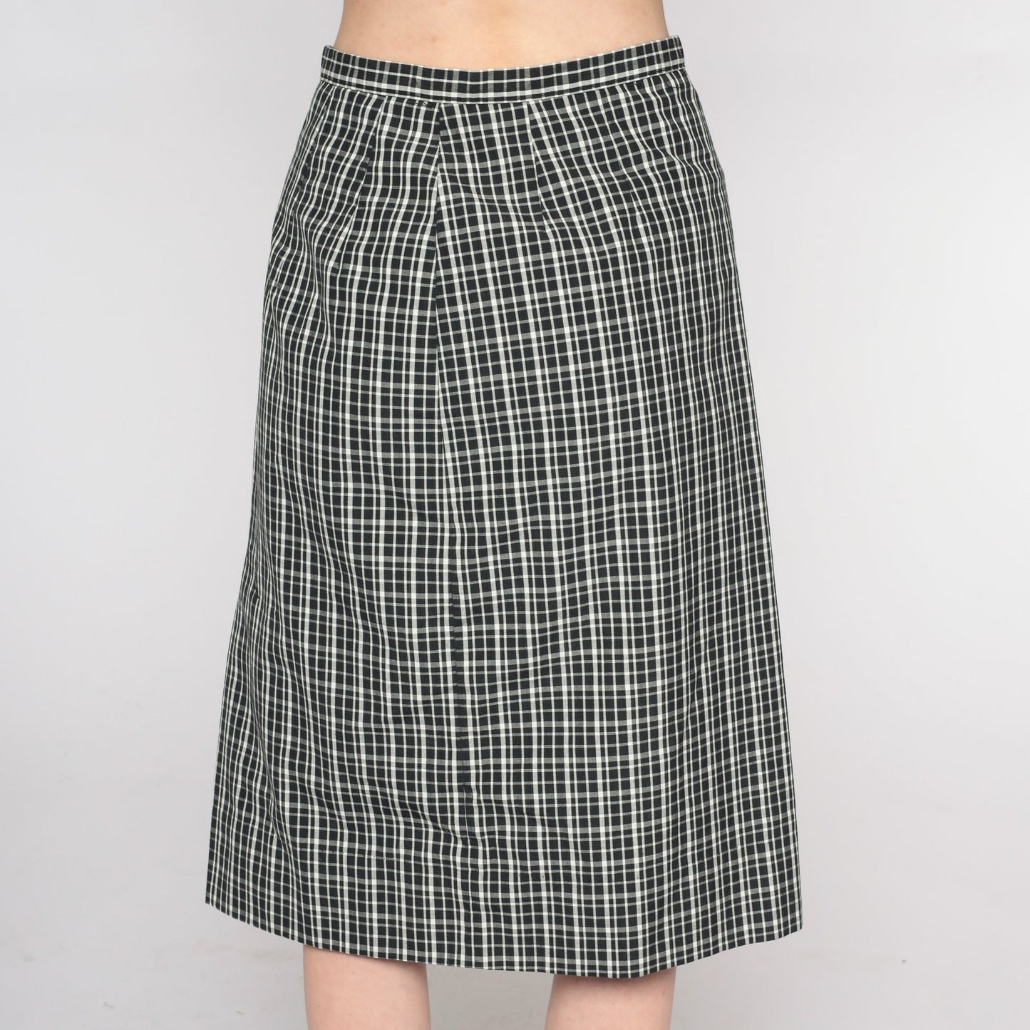 90s White Stag Black White Checkered Knee-Length Skirt Small