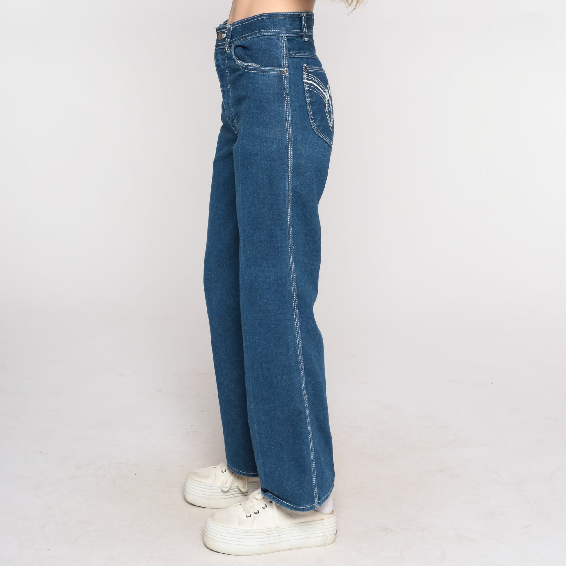 80s Delance High-Waist Straight-Leg Jeans Dark Blue Denim Small