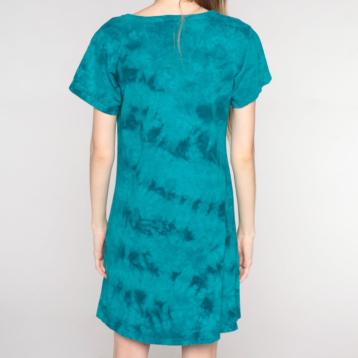 Y2K Tie Dye Pacific Whale Foundation Maui Mini Dress Blue-Green Cotton Medium