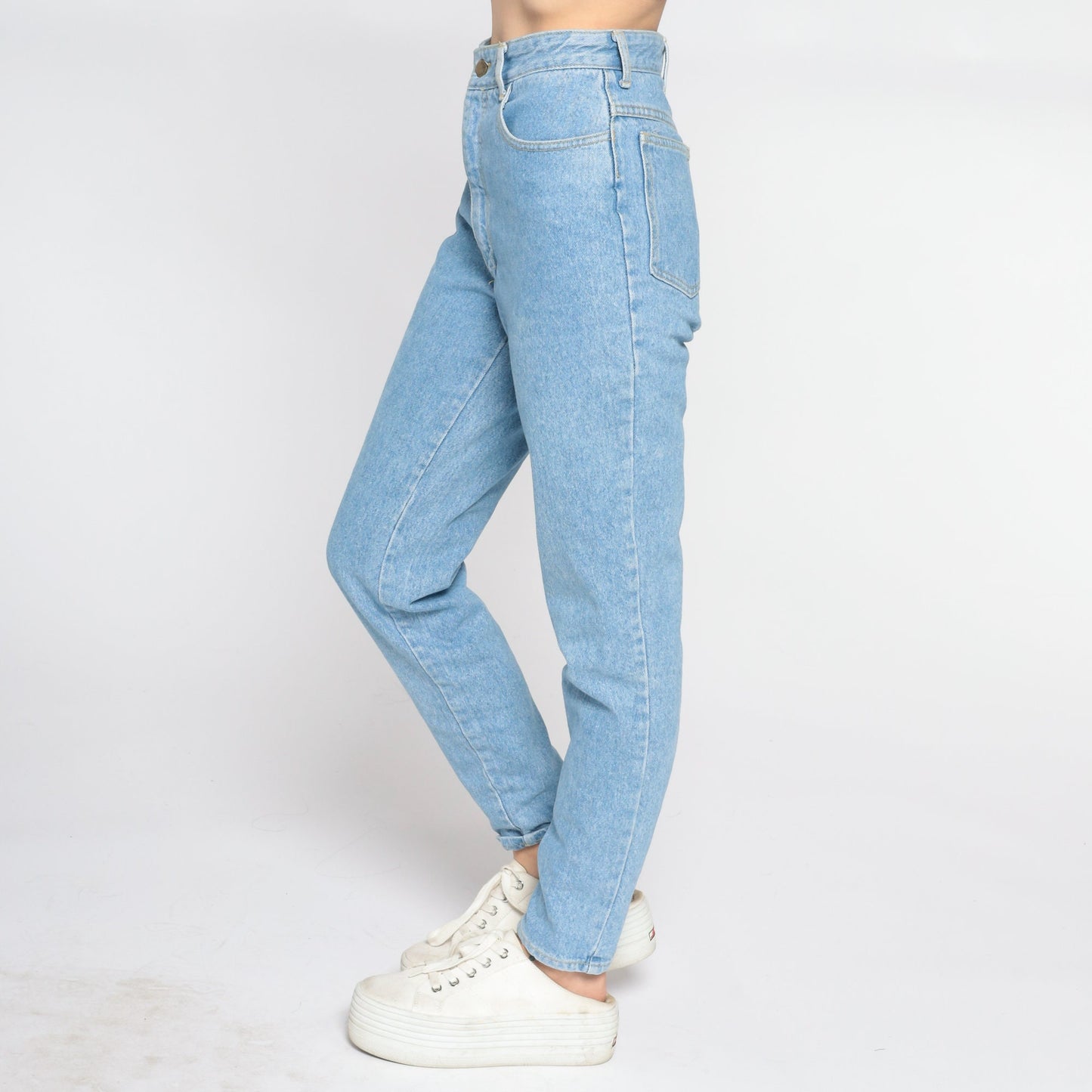 90s Paris Blues High Waist Tapered Mom Jeans Blue Denim Extra Small