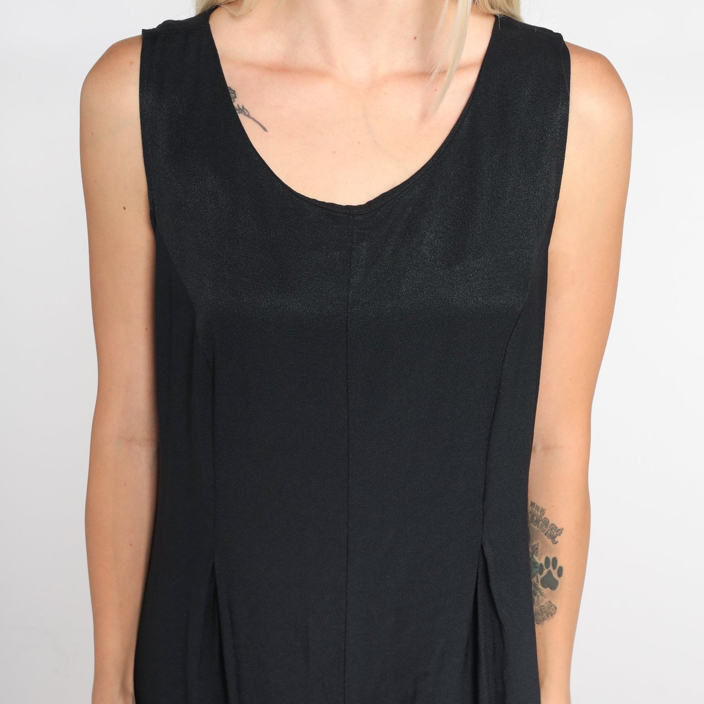90s Black Jumpsuit Sleeveless Scoop Neck Wide Leg Pantsuit Medium