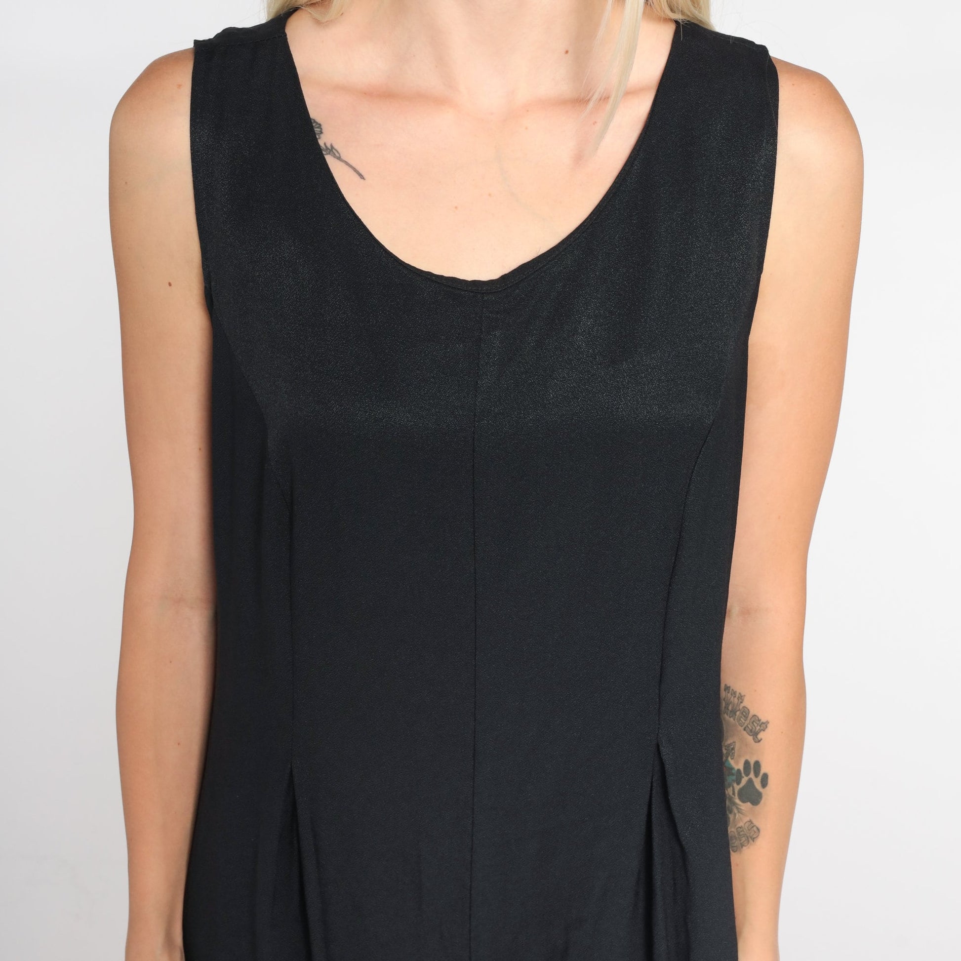 90s Black Jumpsuit Sleeveless Scoop Neck Wide Leg Pantsuit Medium