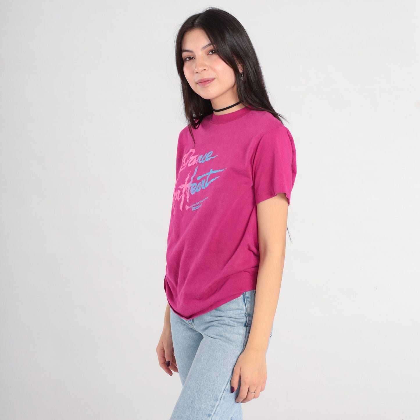 90s Reebok Dance For Heart American Heart Association Graphic Tee Magenta Small