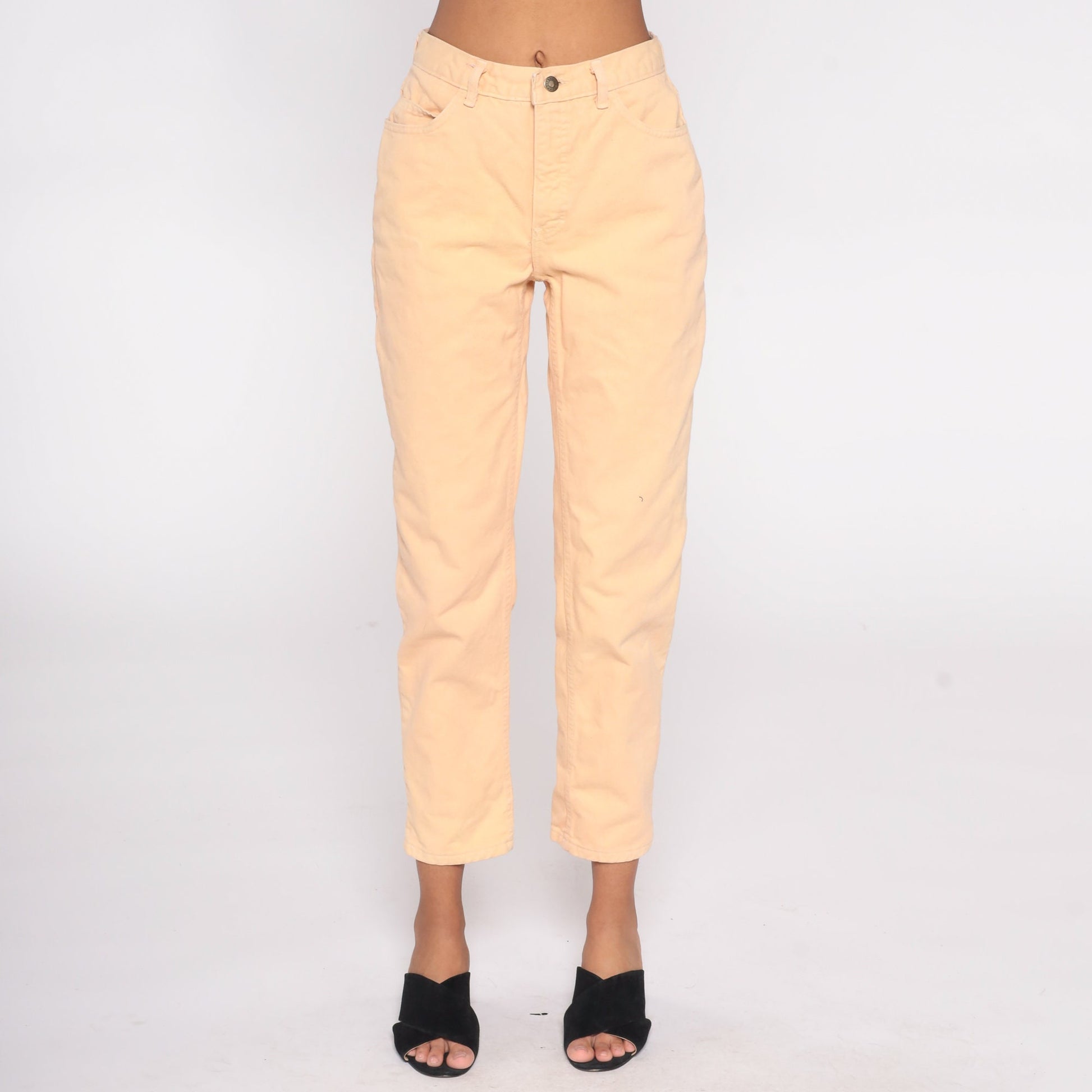 90s Peach Denim Jeans High Rise Slim Tapered Mom Jeans Small 27
