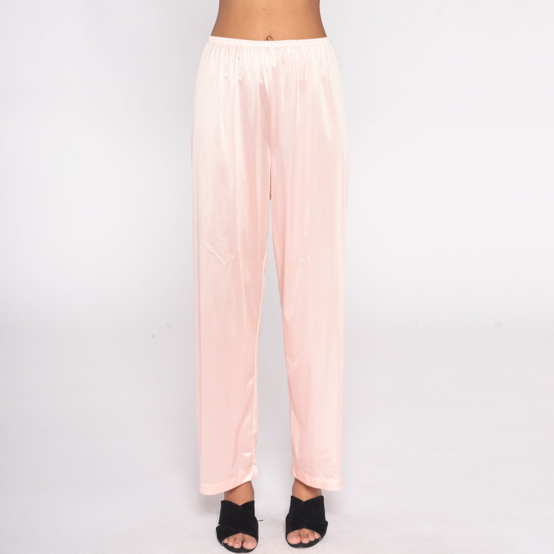 70s Vanity Fair Nylon Pajama Pants Baby Pink High Waisted Medium