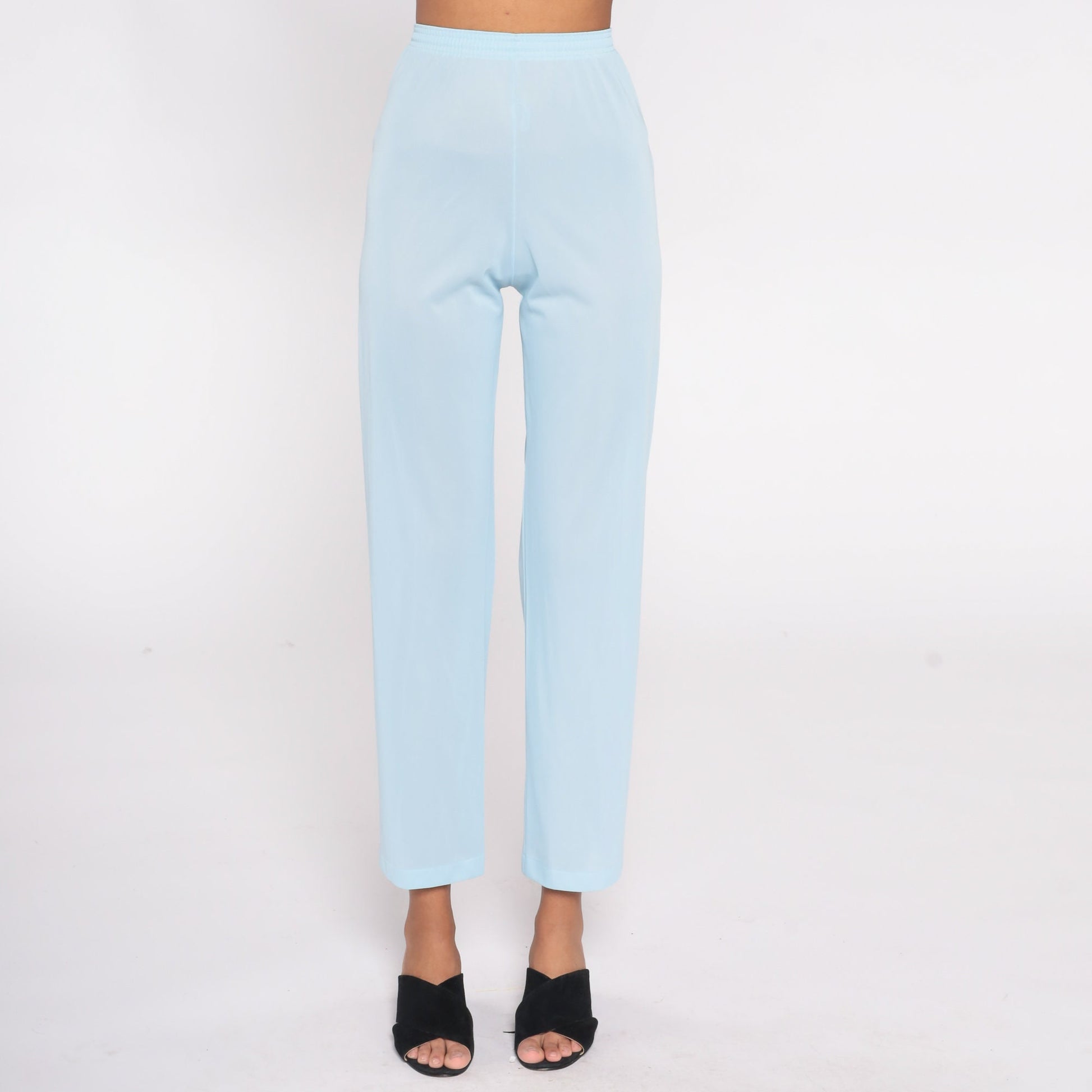 70s Vanity Fair Baby Blue Nylon Pajama Pants Elastic Waist Extra Small