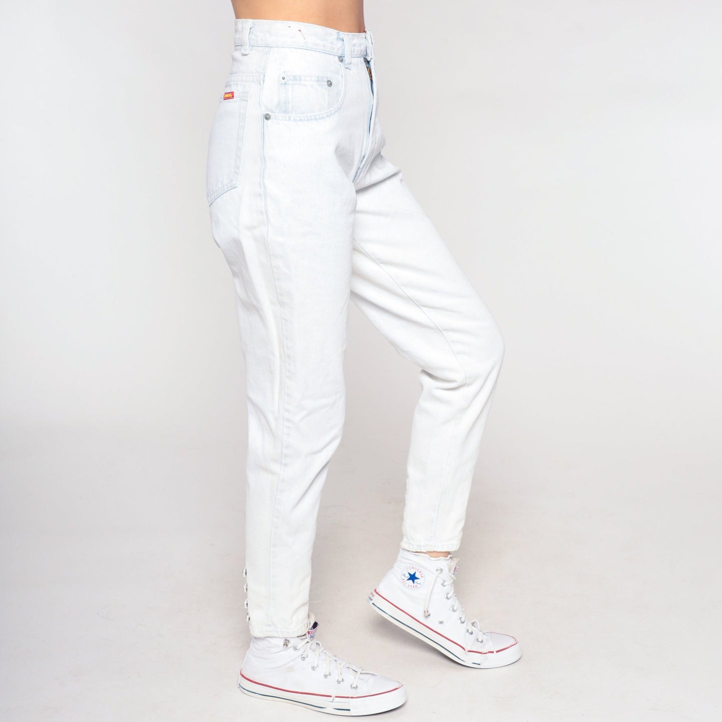 90s Jordache High Waisted Skinny Mom Jeans Pale Blue Denim Ankle Cutout Extra Small