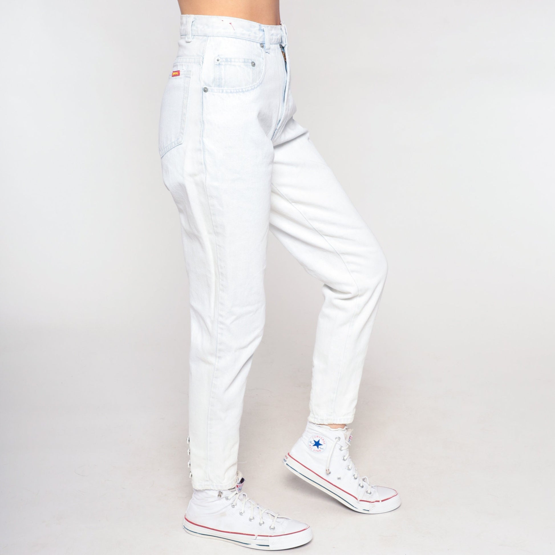 90s Jordache High Waisted Skinny Mom Jeans Pale Blue Denim Ankle Cutout Extra Small