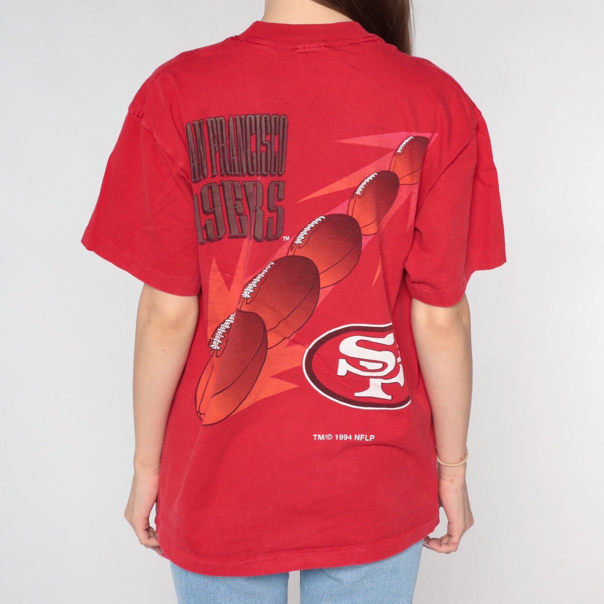 1994 San Francisco 49ers NFL Football T-Shirt Red Cotton Single Stitch Medium