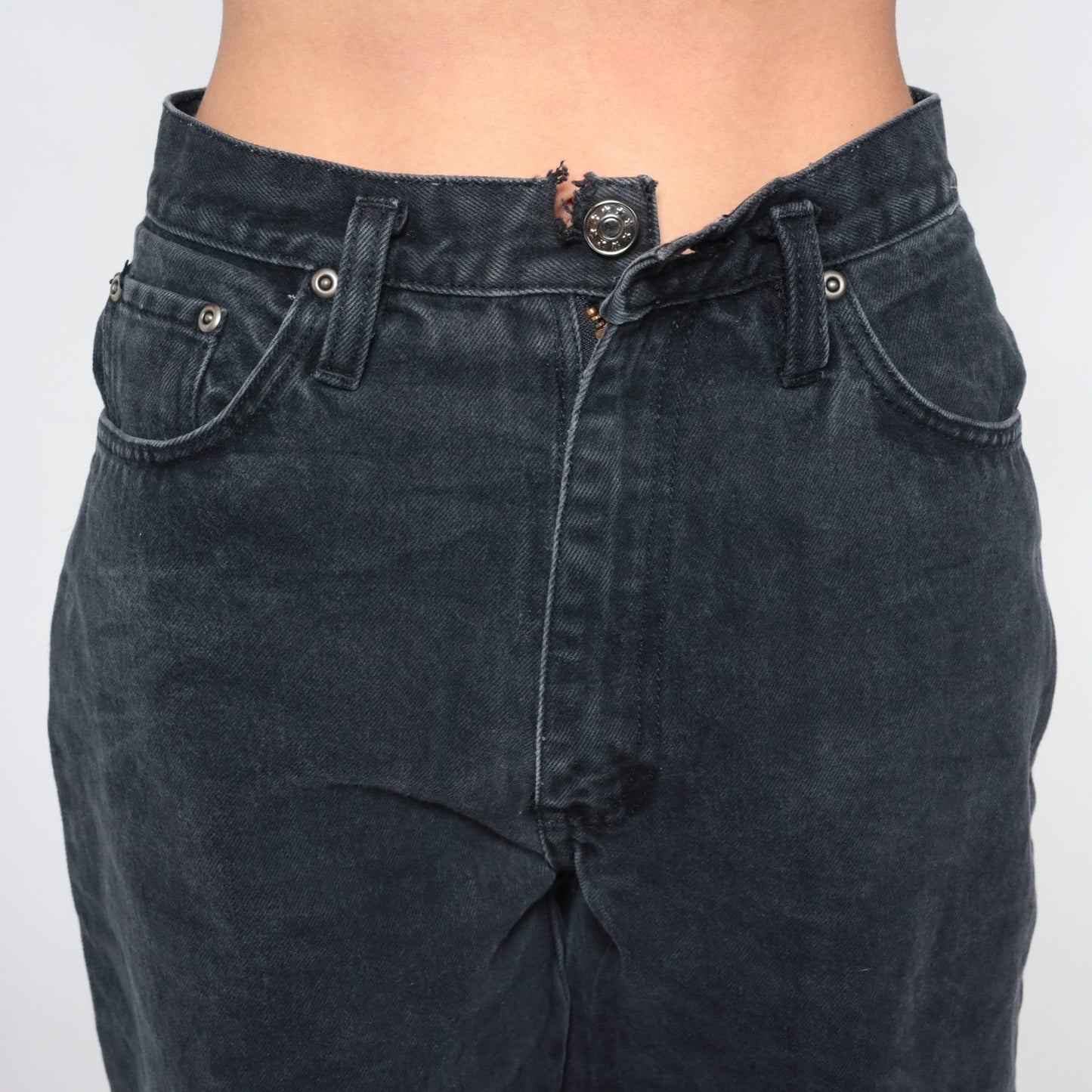 00s Anchor Blue Black High Rise Straight Leg Jeans Tapered Small 27