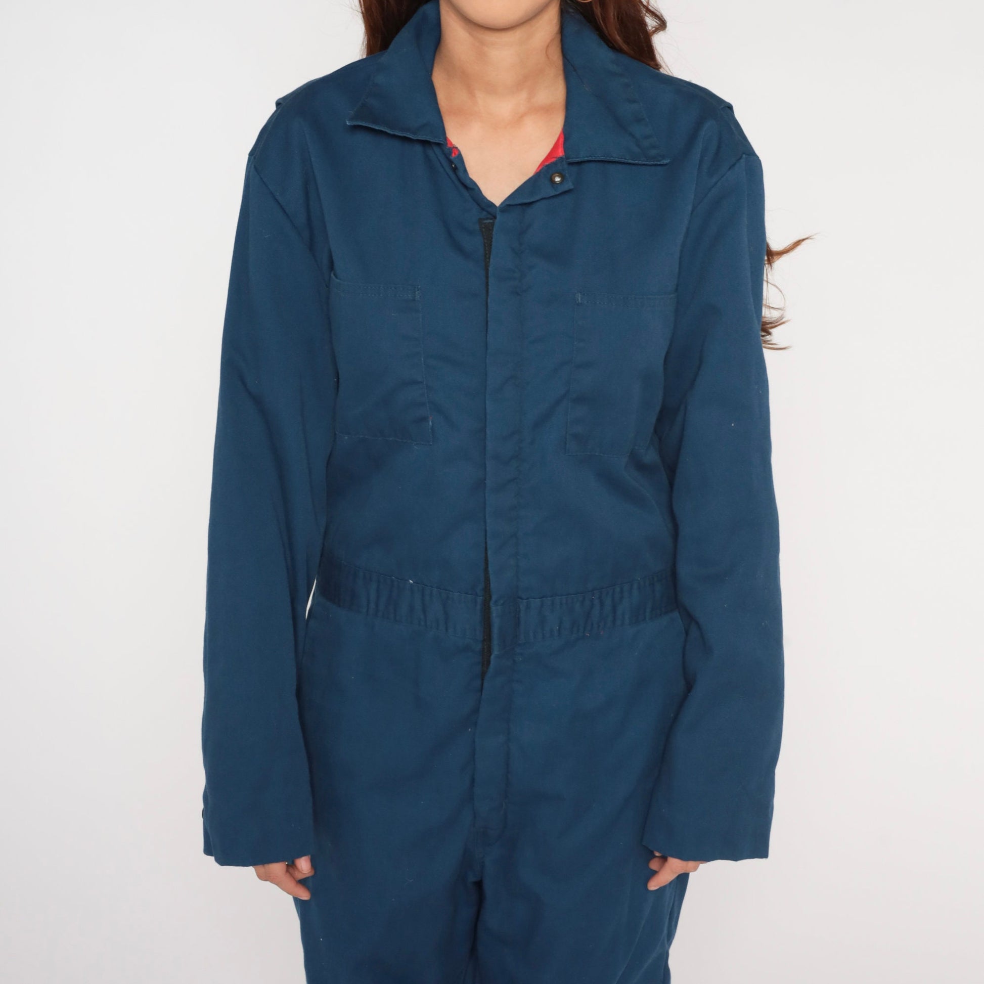 90s Walls Insulated Coverall Jumpsuit Dark Blue Quilted Workwear Medium