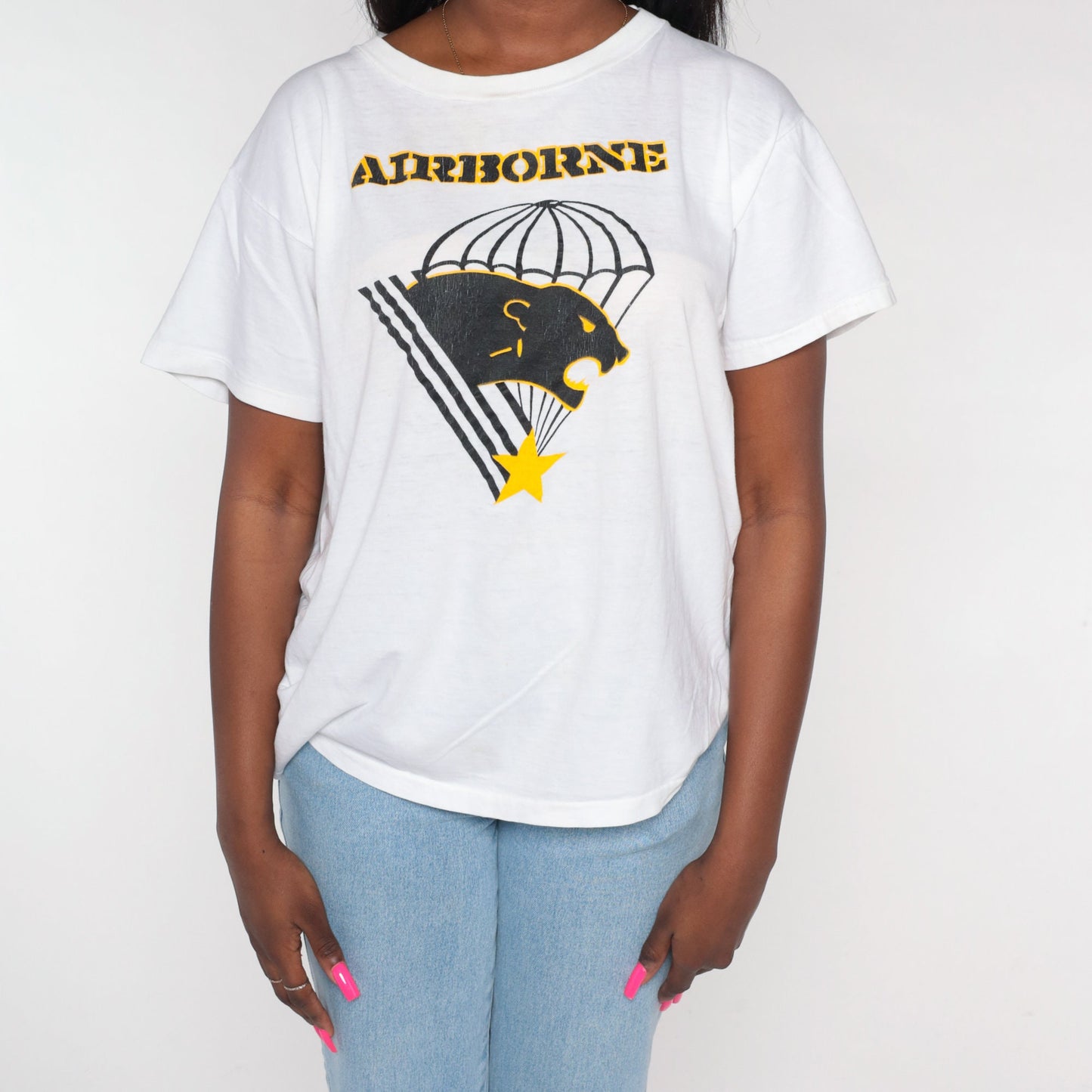 90s Panther Brigade Airborne Graphic T-Shirt Fort Bragg Large L