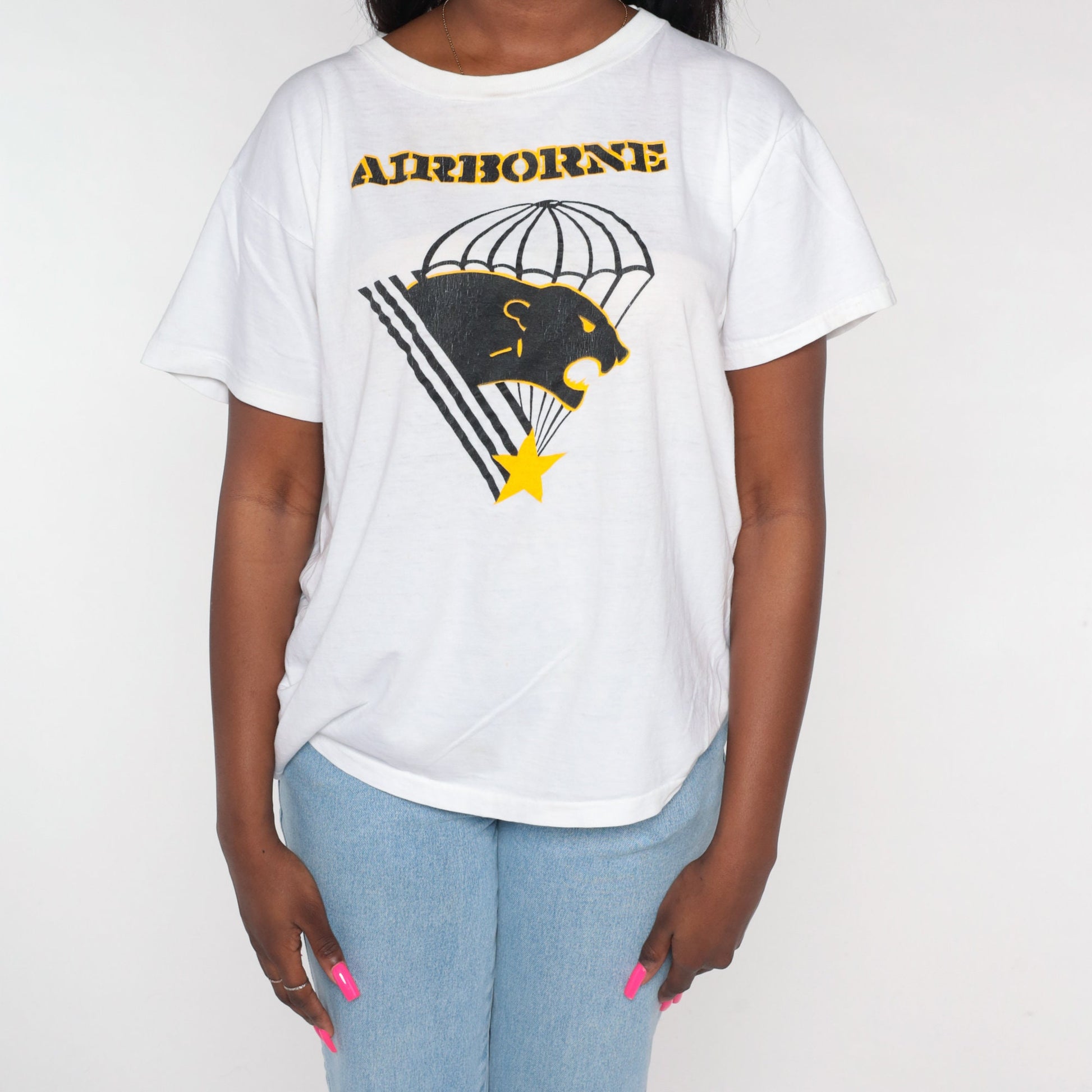 90s Panther Brigade Airborne Graphic T-Shirt Fort Bragg Large L
