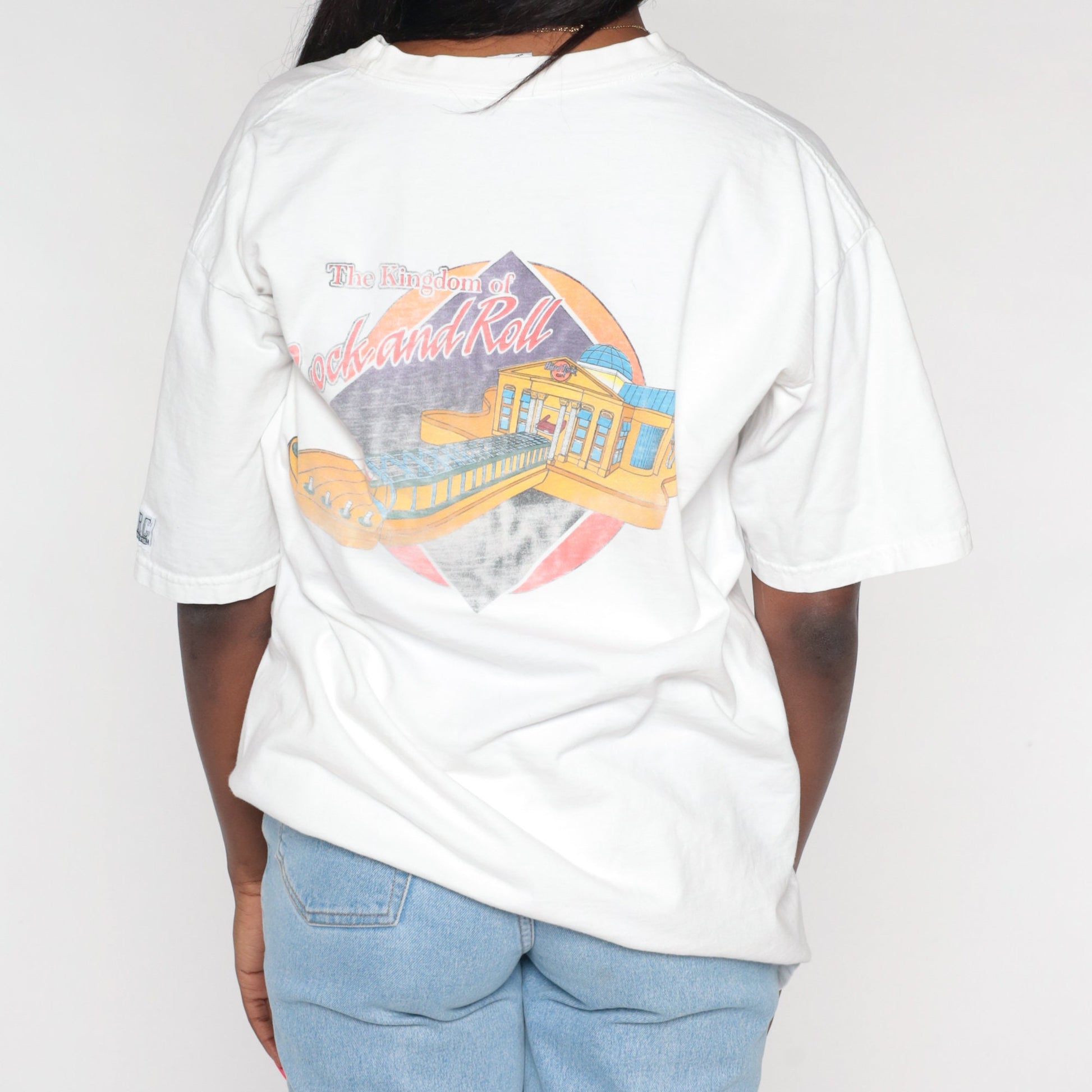 90s Hard Rock Cafe Orlando Graphic T-Shirt Kingdom of Rock and Roll White Extra Large