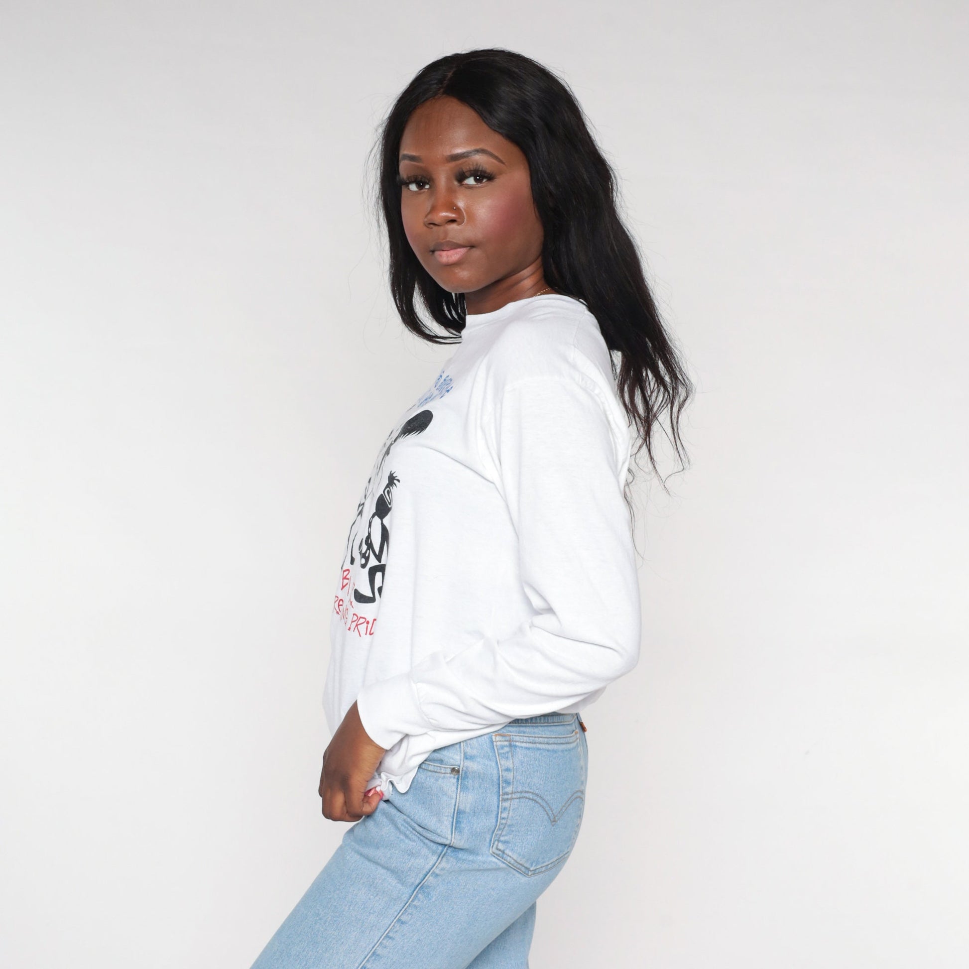 90s Bel Air Marching Band Long Sleeve Graphic Tee White Medium