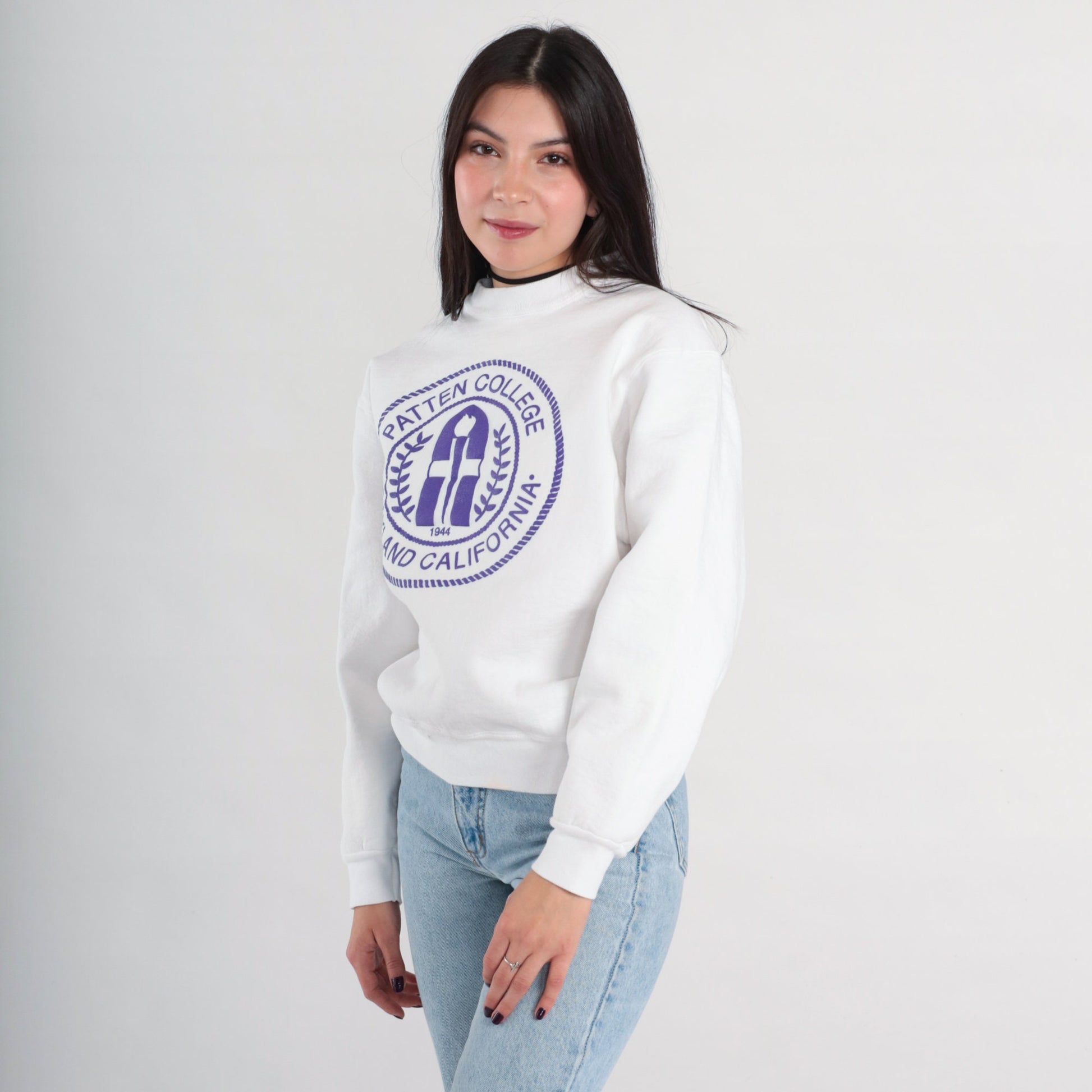 90s Patten College Oakland Graphic Sweatshirt White Small