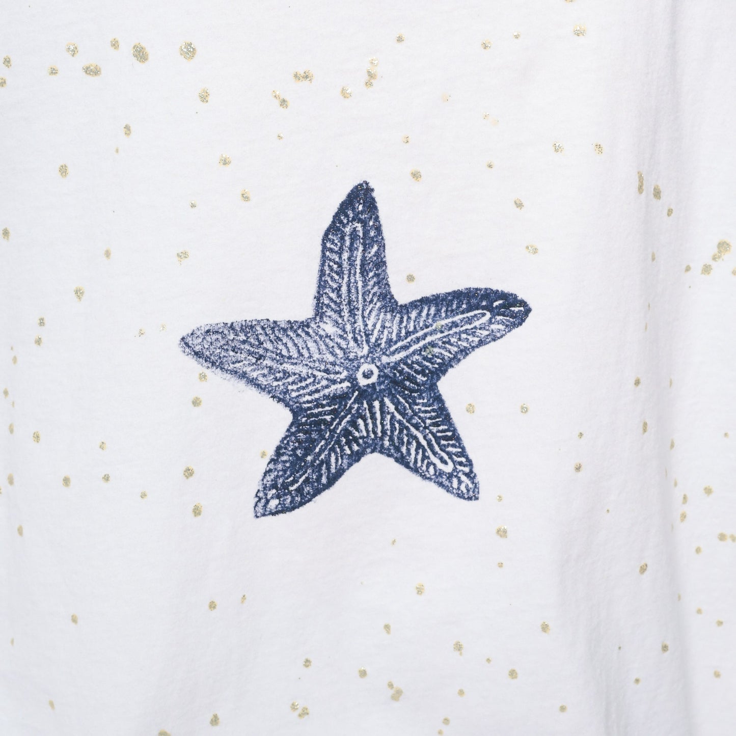 90s Under The Sea Tropical Fish T-Shirt Paint Stamp Graphic White Gold Flecks Extra Extra Large XXL