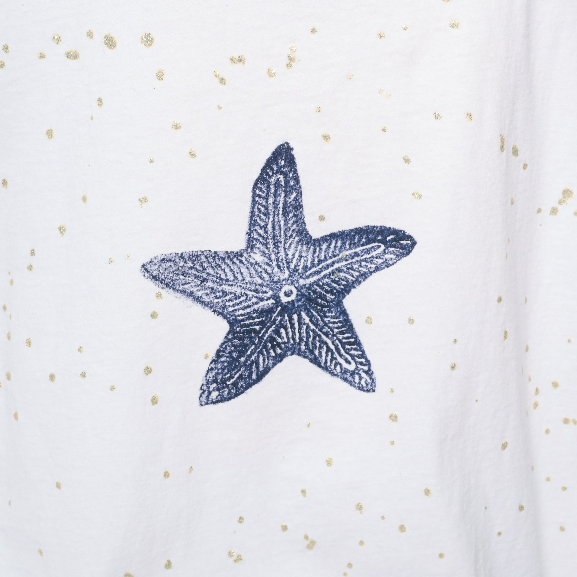 90s Under The Sea Tropical Fish T-Shirt Paint Stamp Graphic White Gold Flecks Extra Extra Large XXL