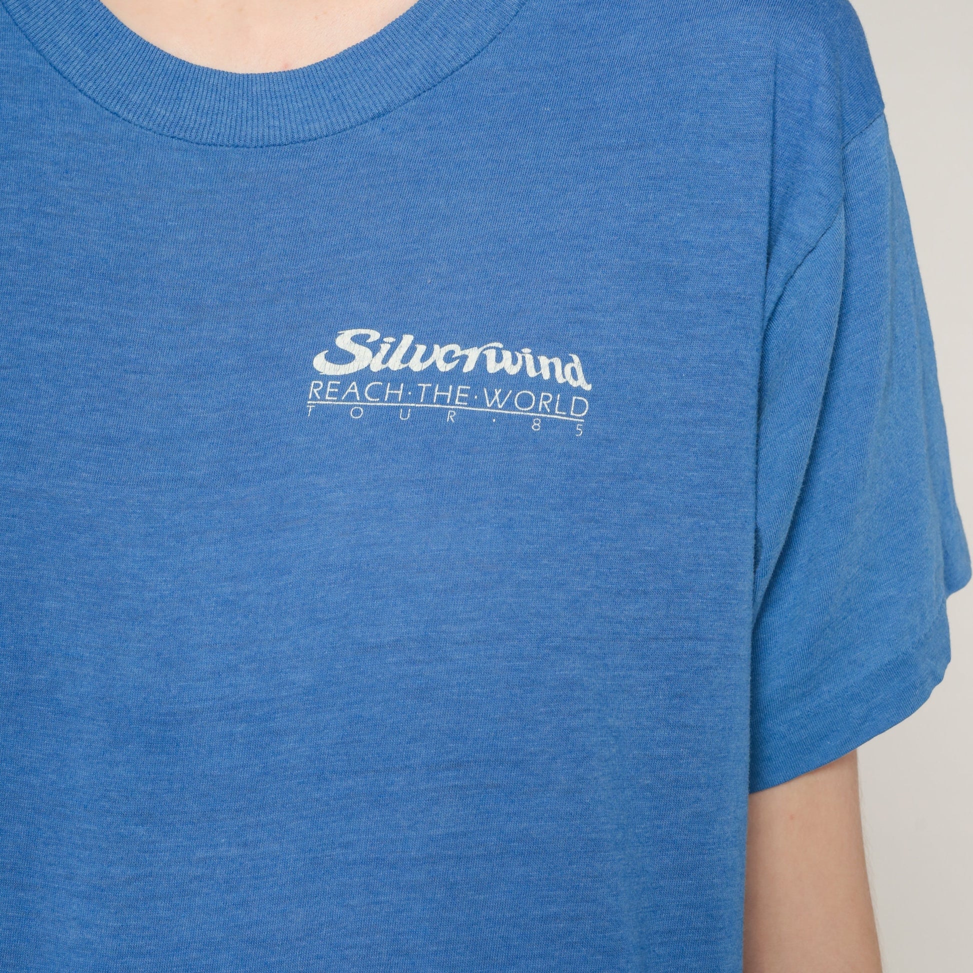 80s Silverwind Reach The World Tour Band Tee Blue Graphic Single Stitch Medium