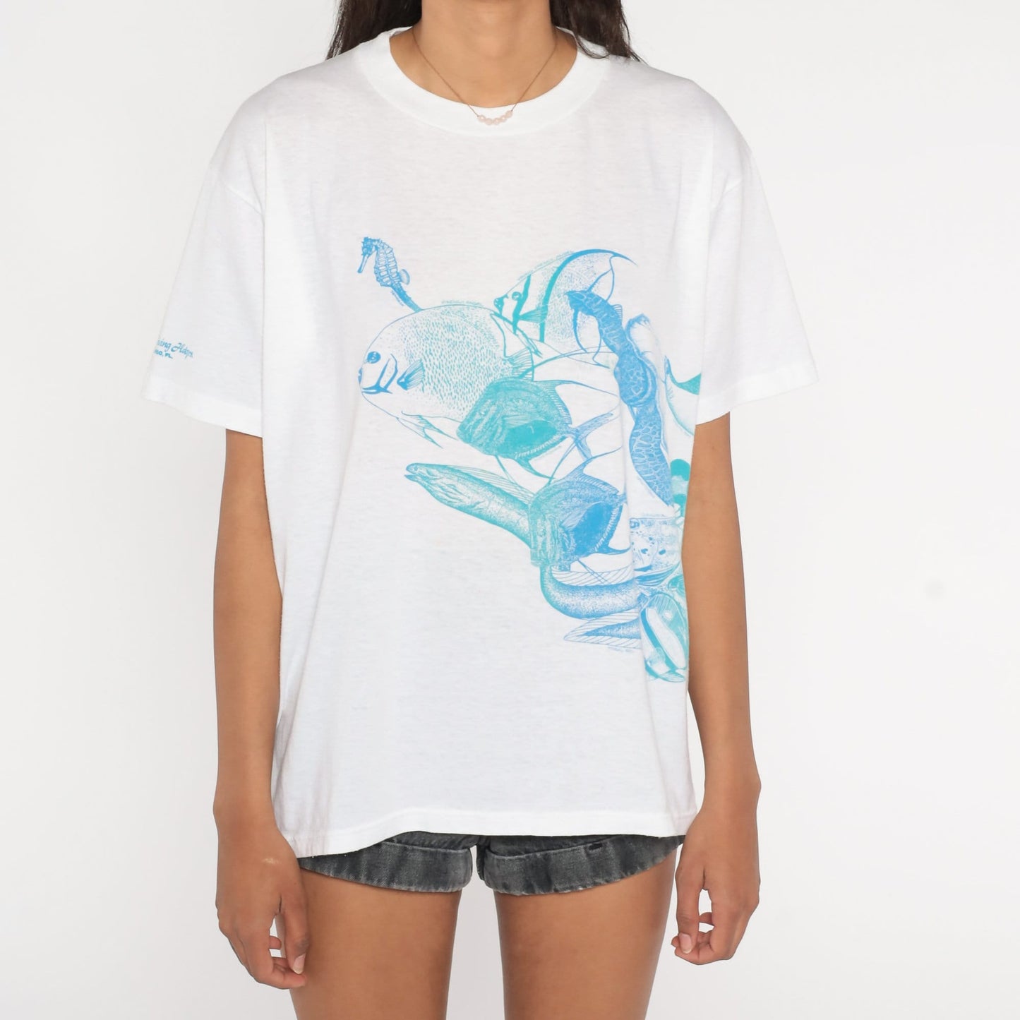 80s American Diving Headquarters Key Largo Tropical Fish Graphic Tee Small