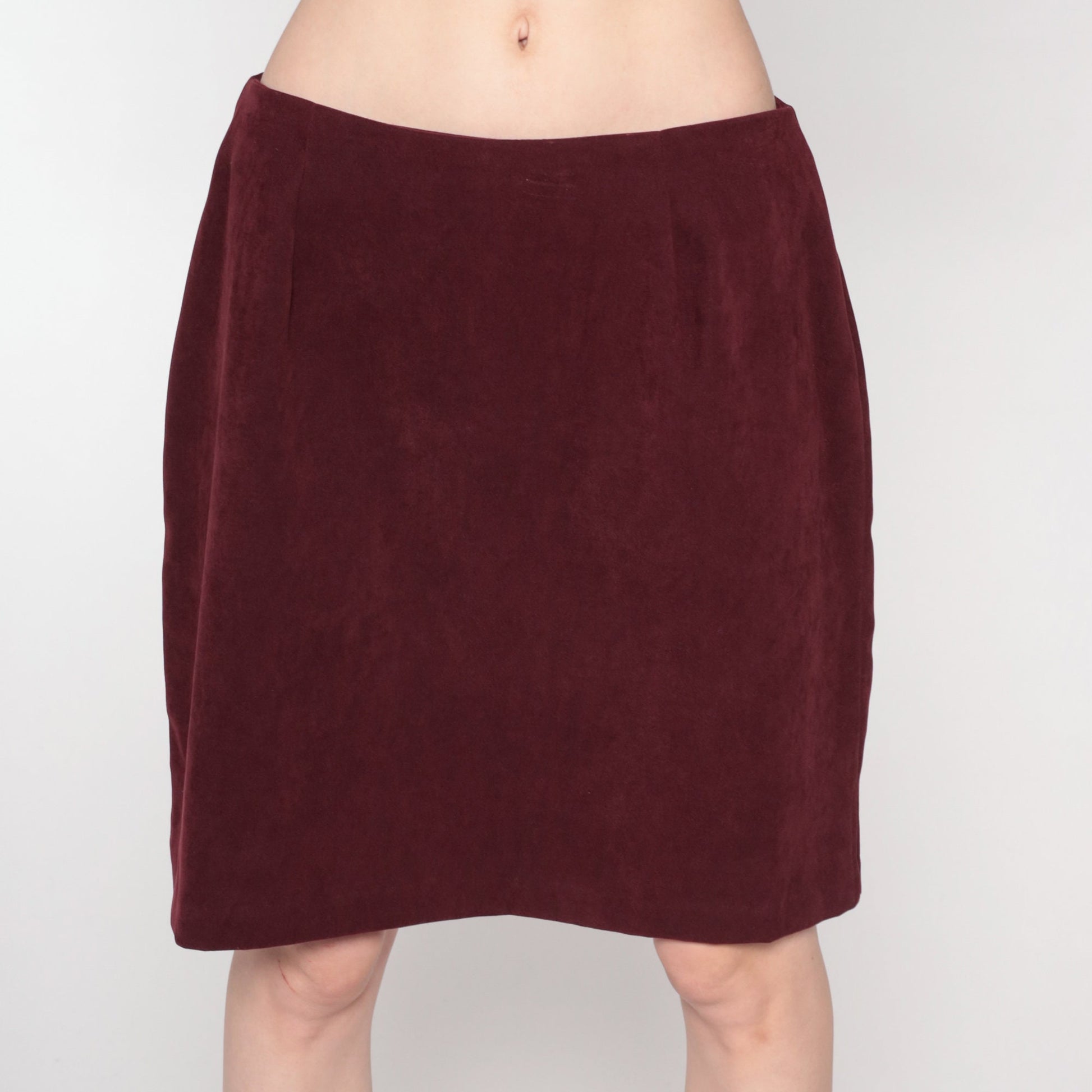 Y2K Plum Mini Pencil Skirt High Waisted Rear Zip Medium