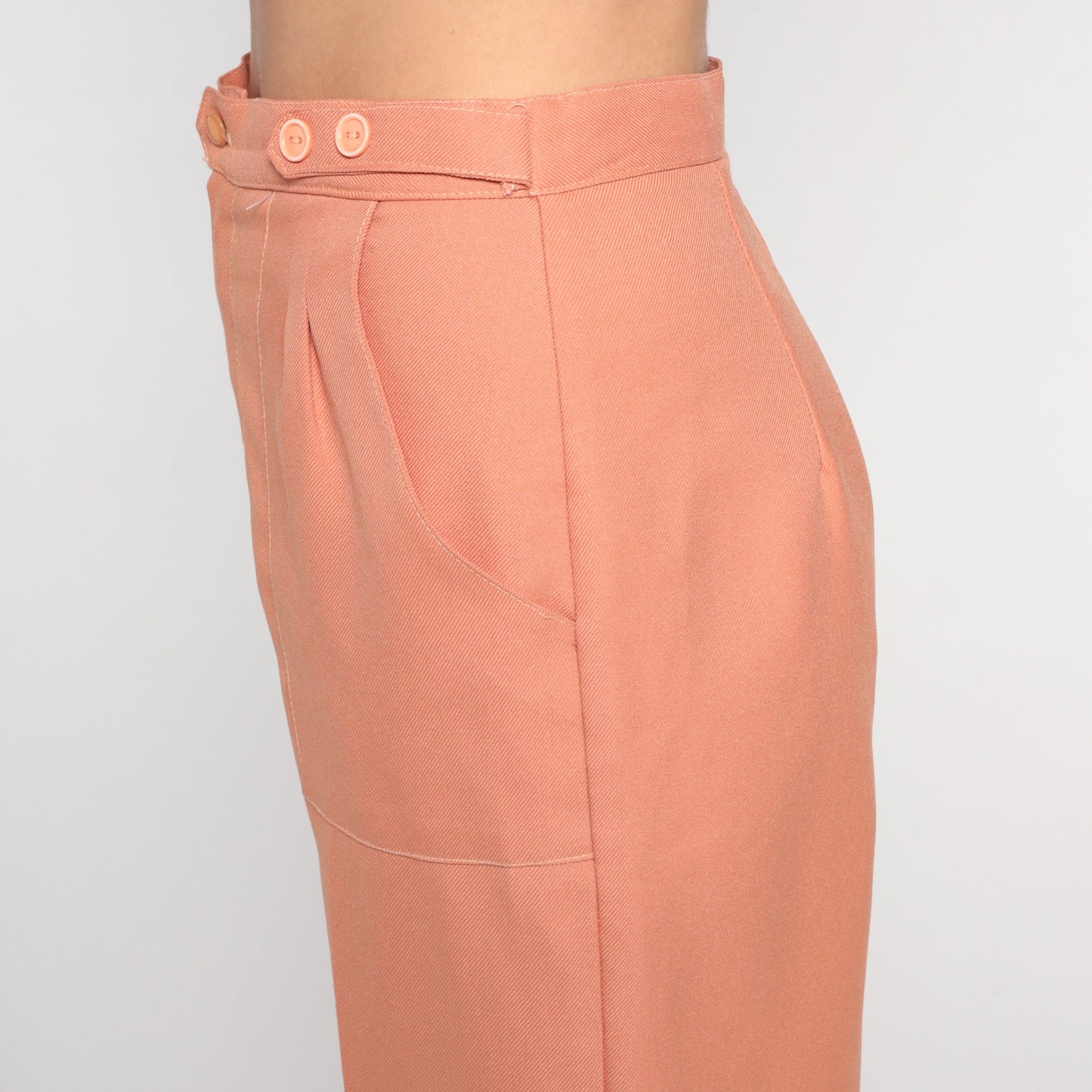 70s Peach High-Rise Straight Leg Trousers Small