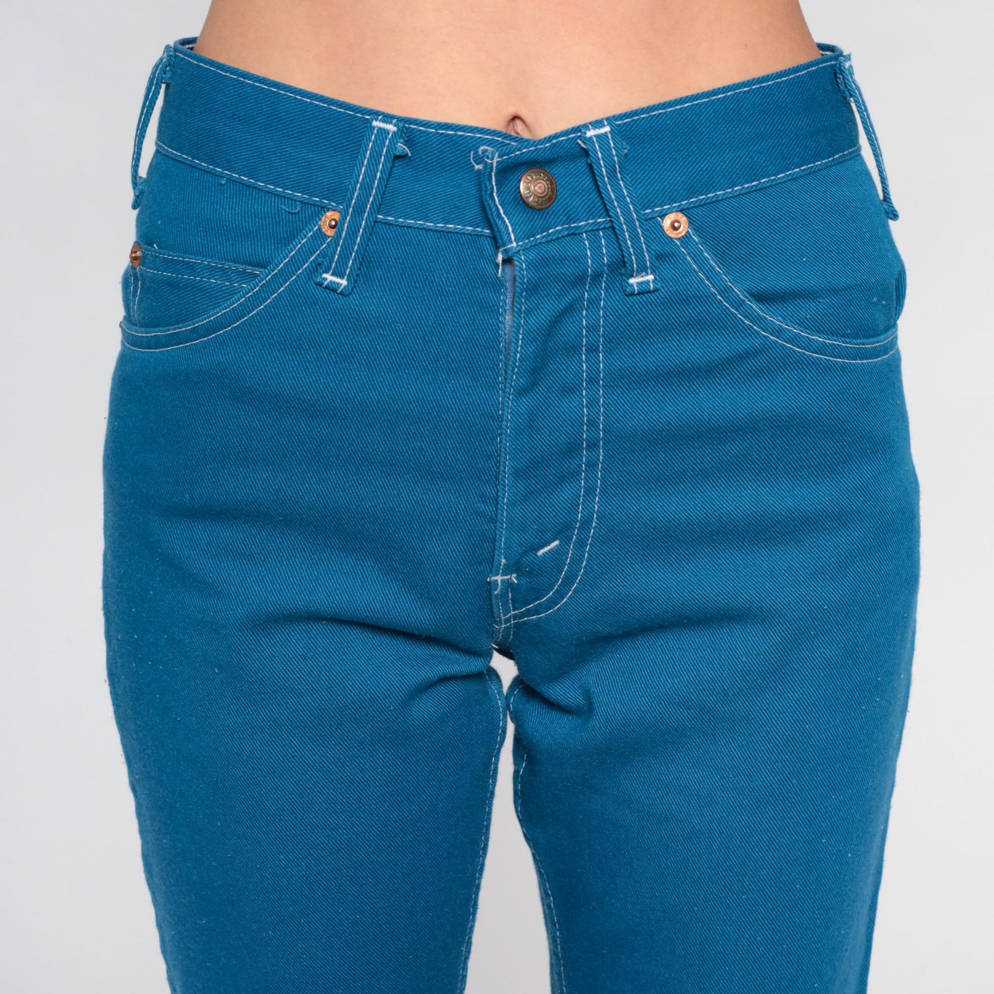70s Levi's Bell Bottom Jeans High Waist Flare Blue Denim Extra Small